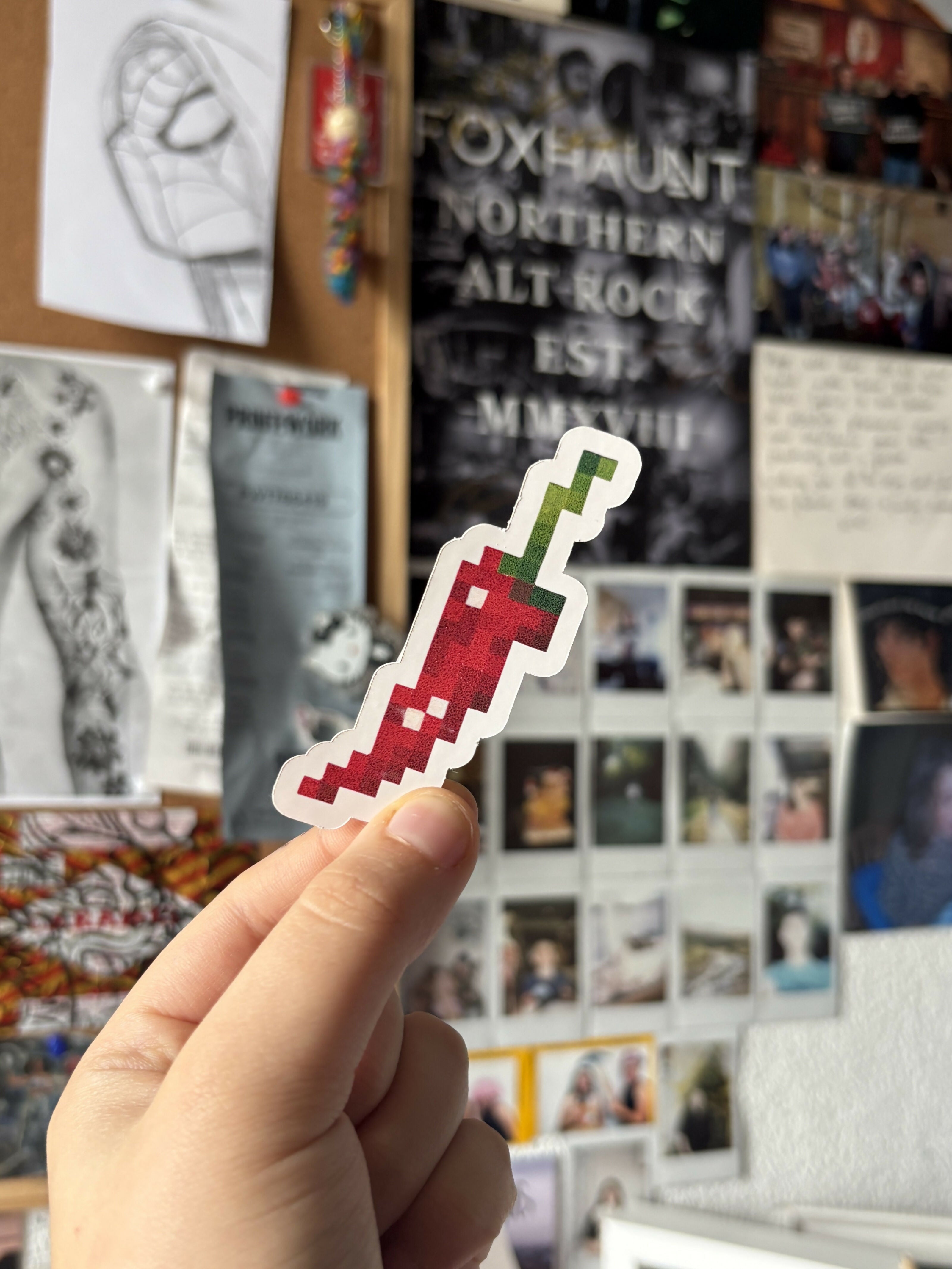 Pixel Chilli Pepper Die-Cut Sticker