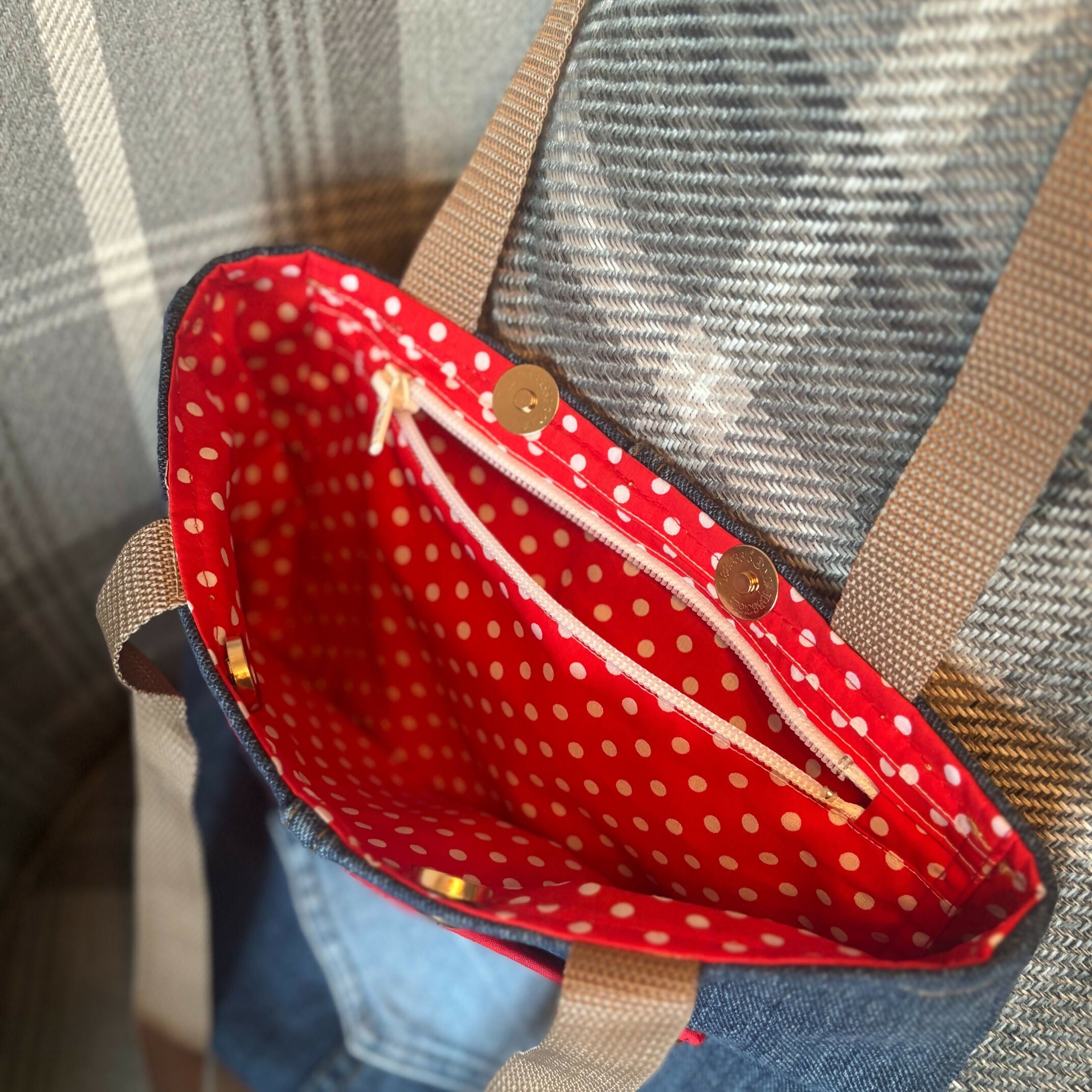 Unique Handcrafted Denim Tote Shopping Bag Handbag Made From Upcycled Jeans