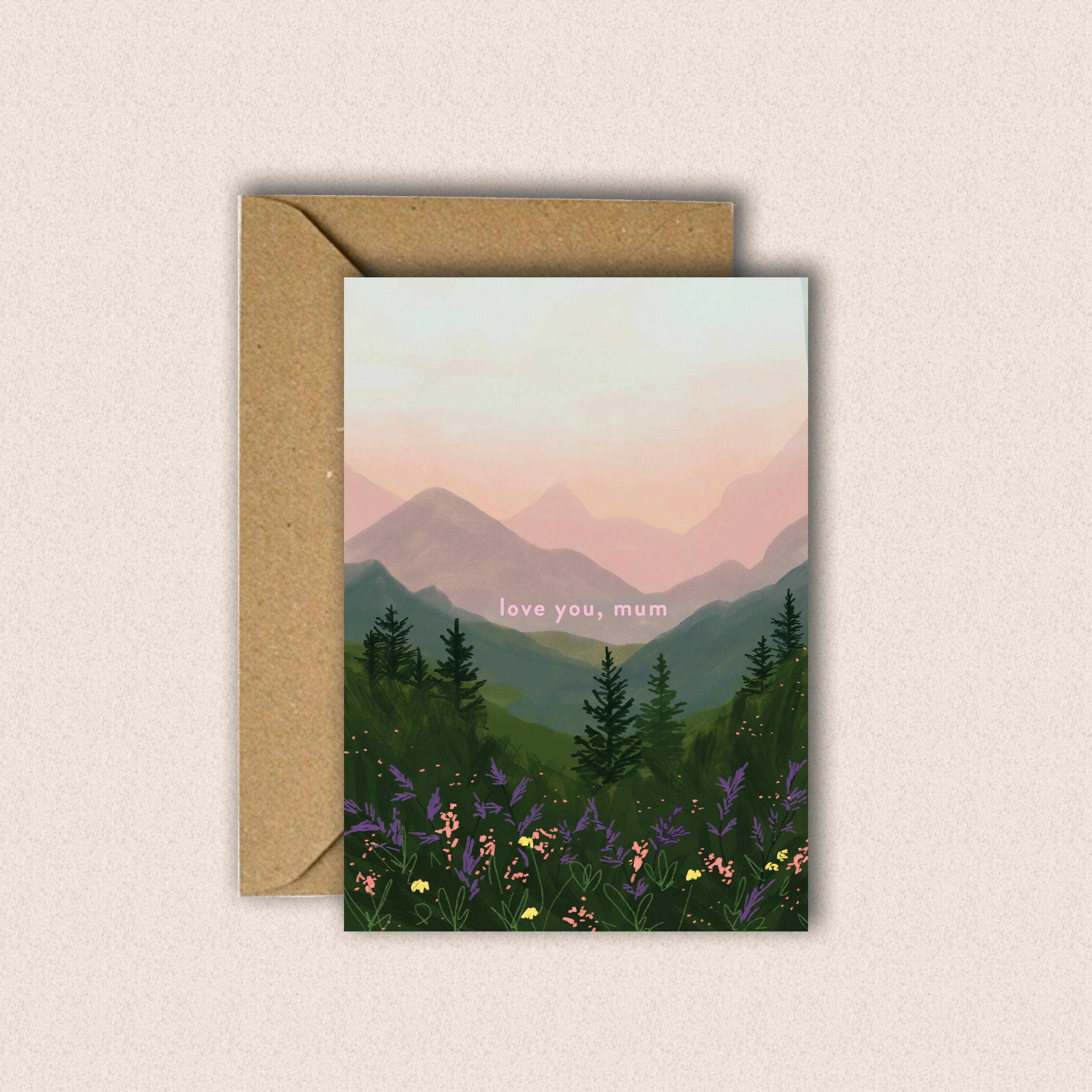 Love You Mum Mountains Card