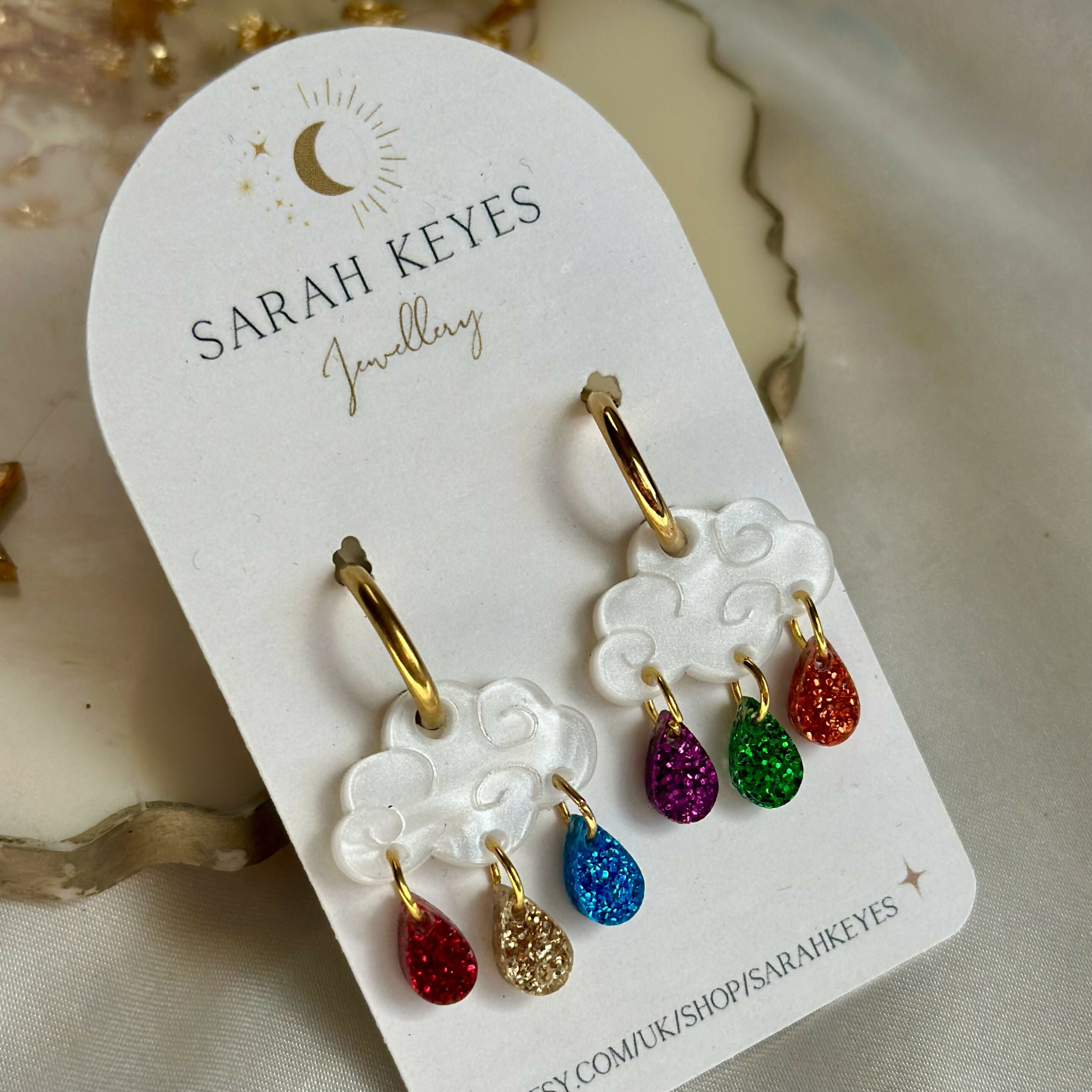Celestial Cloud and Raindrop Earrings