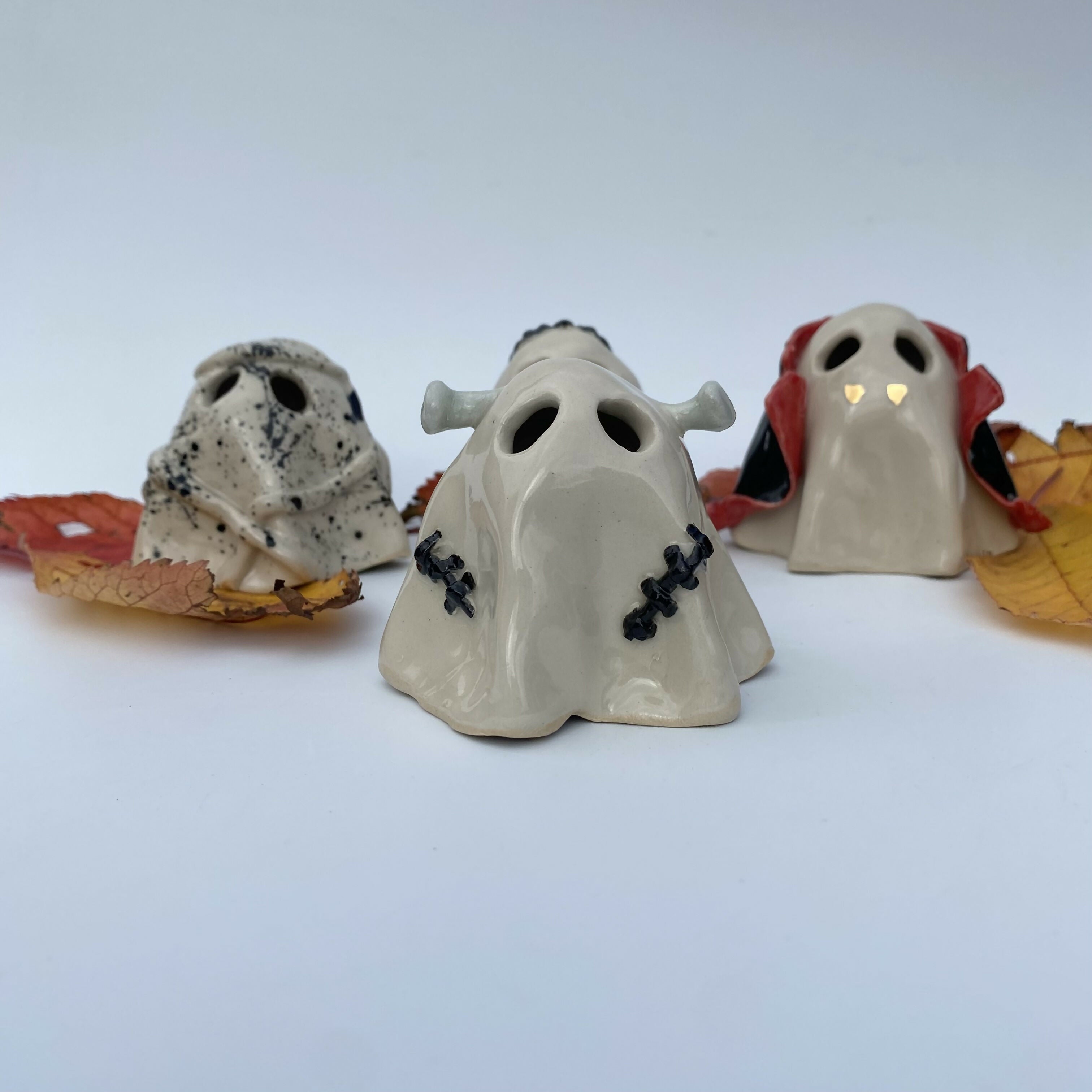 Handmade Ceramic Ghost Ornament Halloween Mystery Box