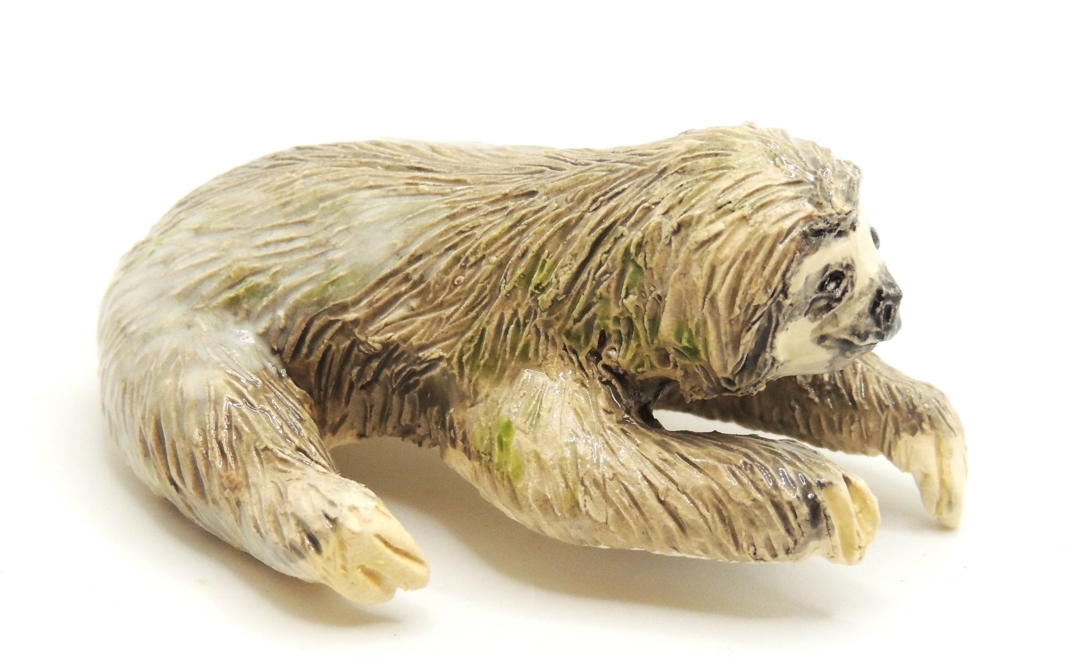 Ceramic 3 toed sloth sculpture