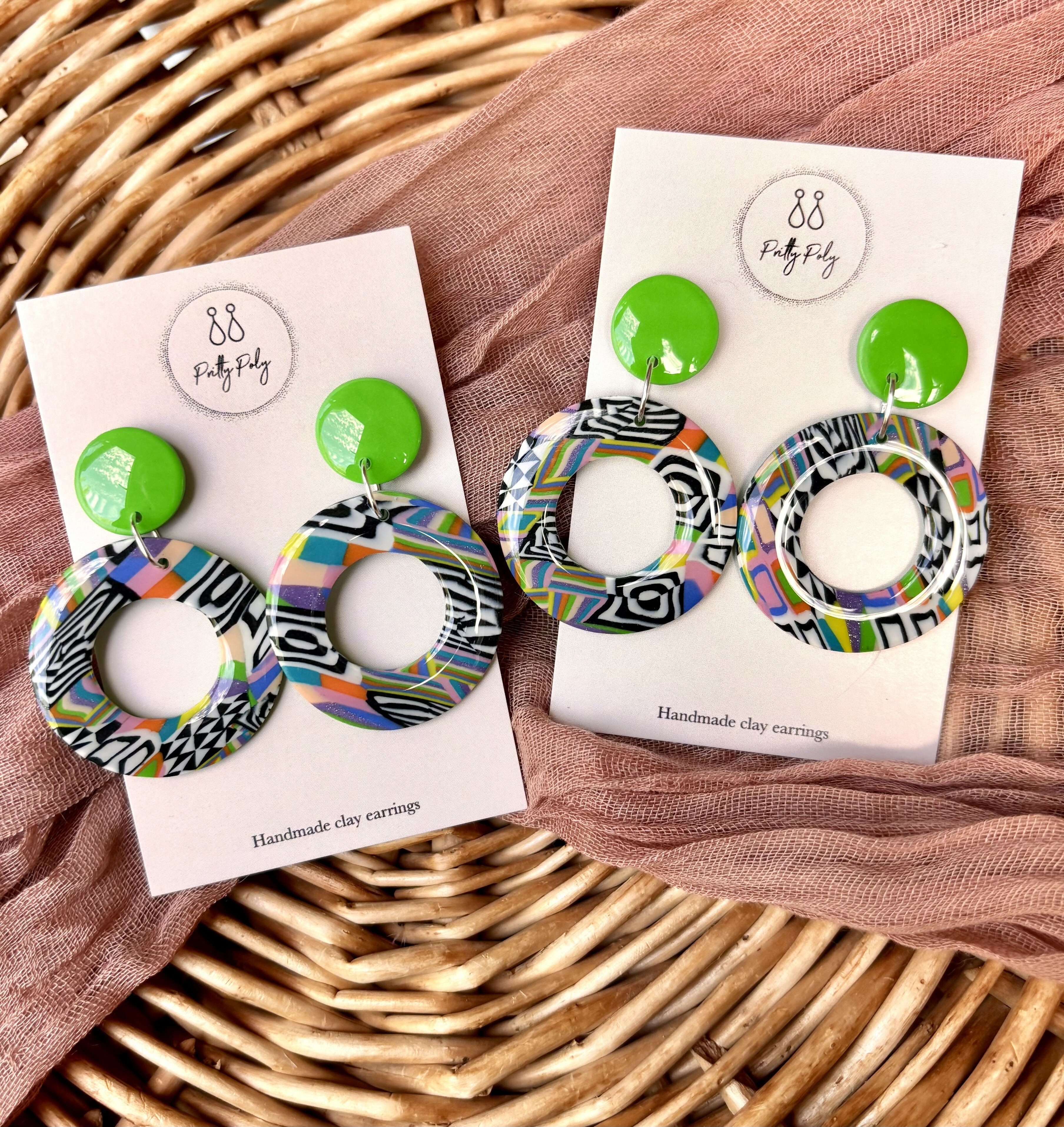 Funky Pattern Collection - Doughnut Polymer Clay Earrings