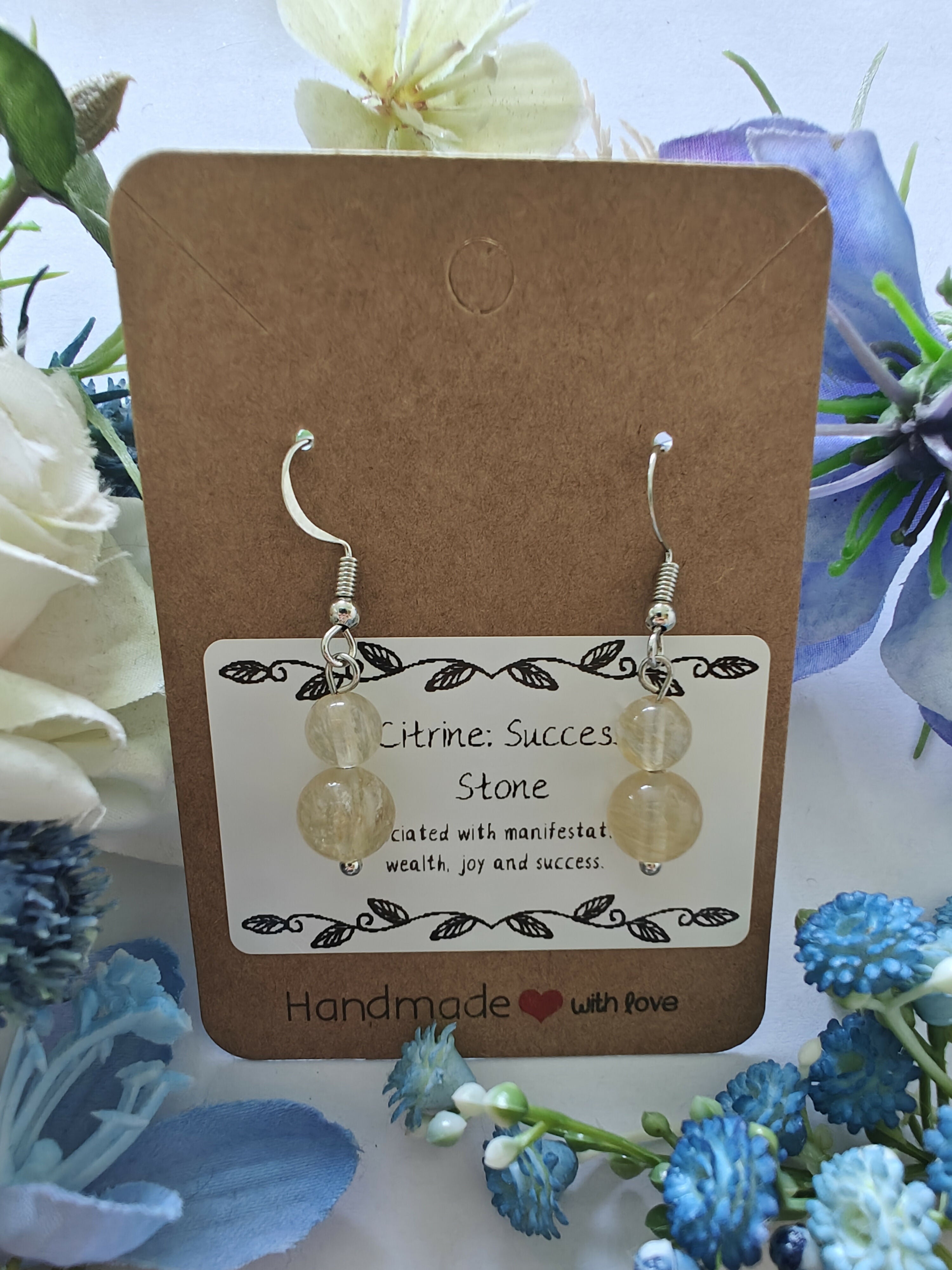 Citrine Earrings on Sterling Silver Plated Hooks