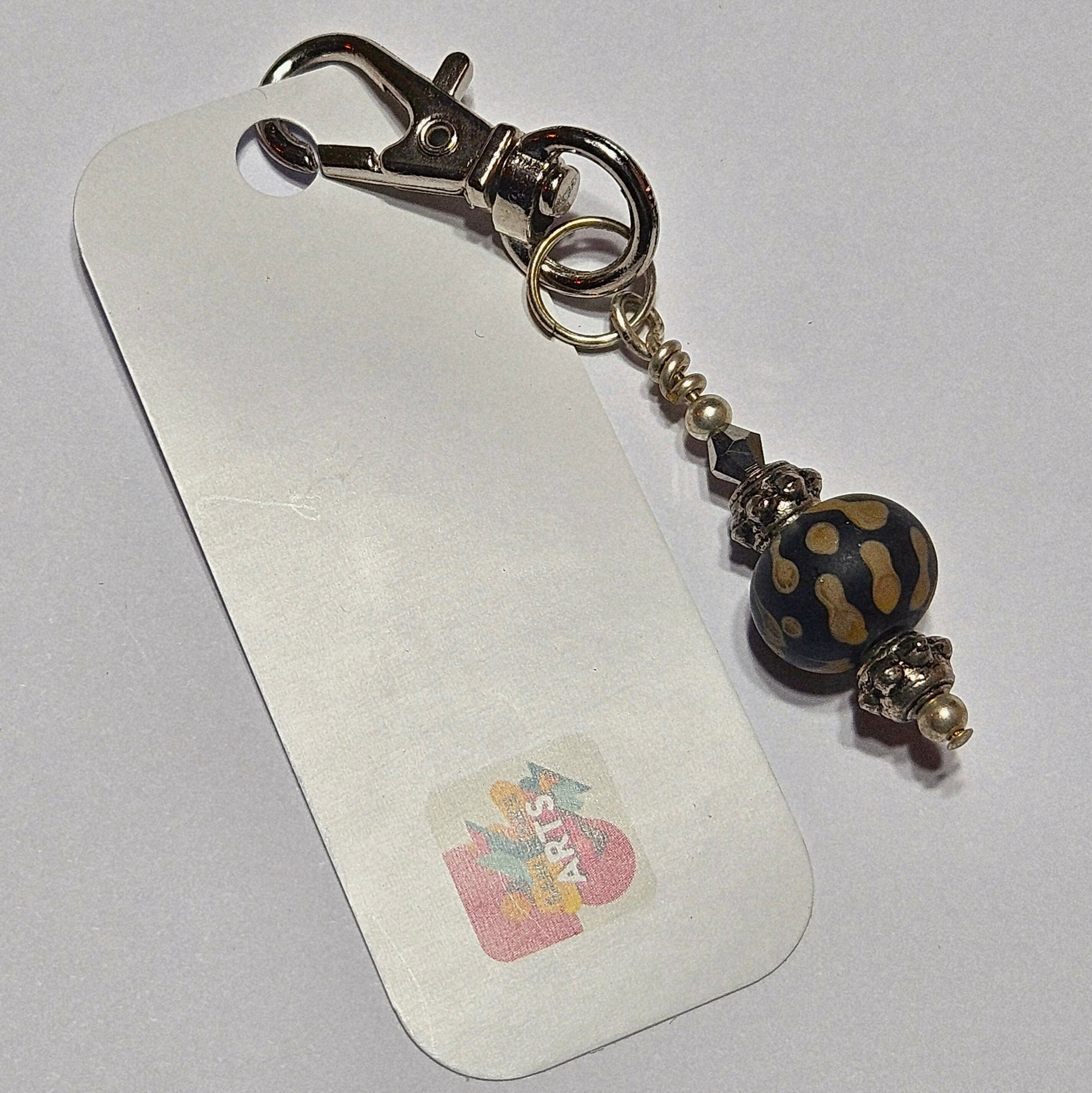 DECORATIVE GLASS BAG CHARM/KEYRING