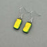 Orange Dichroic Fused Glass Dangle Sterling Silver Earrings - Handmade by Jade Tapson Glass.