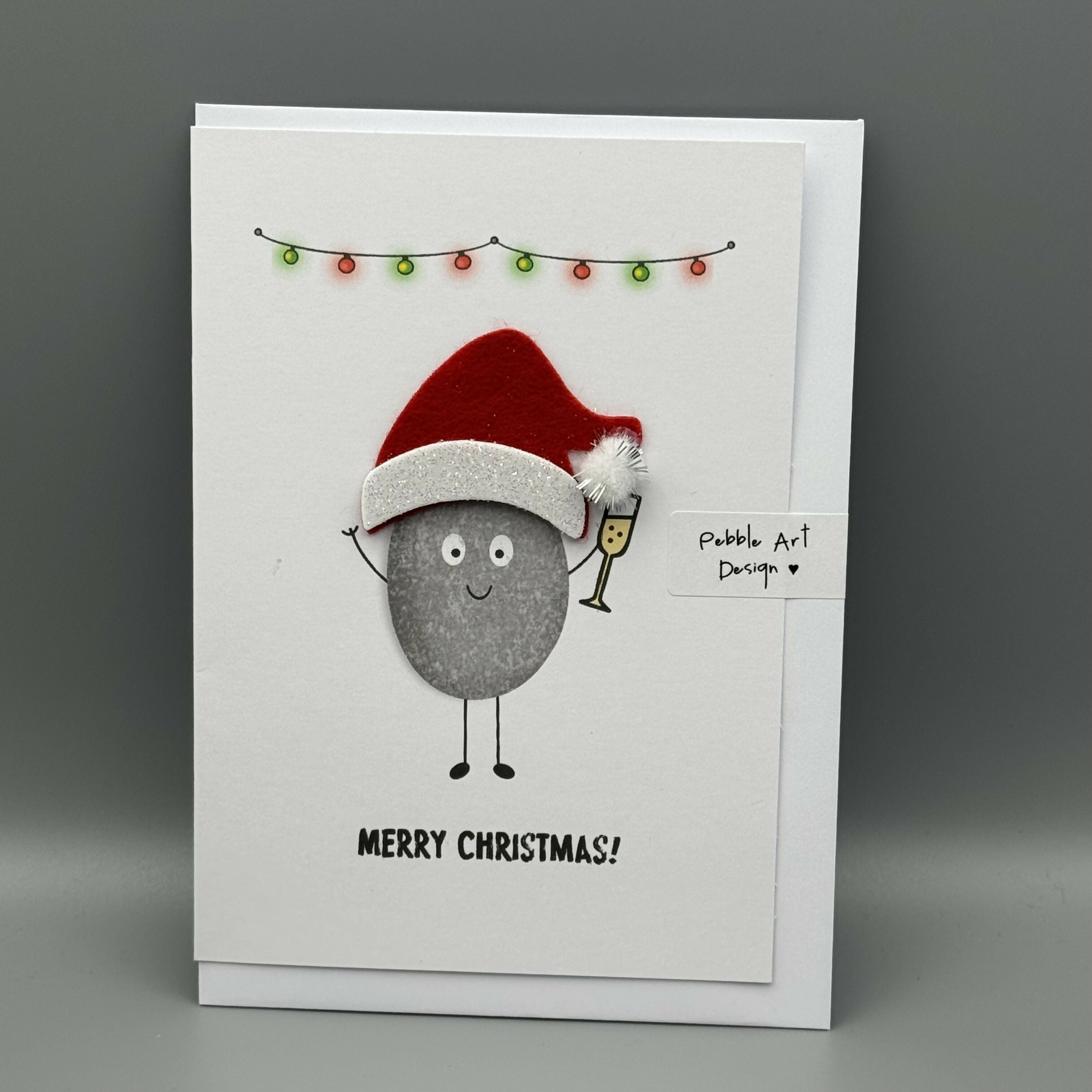 Christmas Card 'Pebble Lights’' - Pebble Art Design