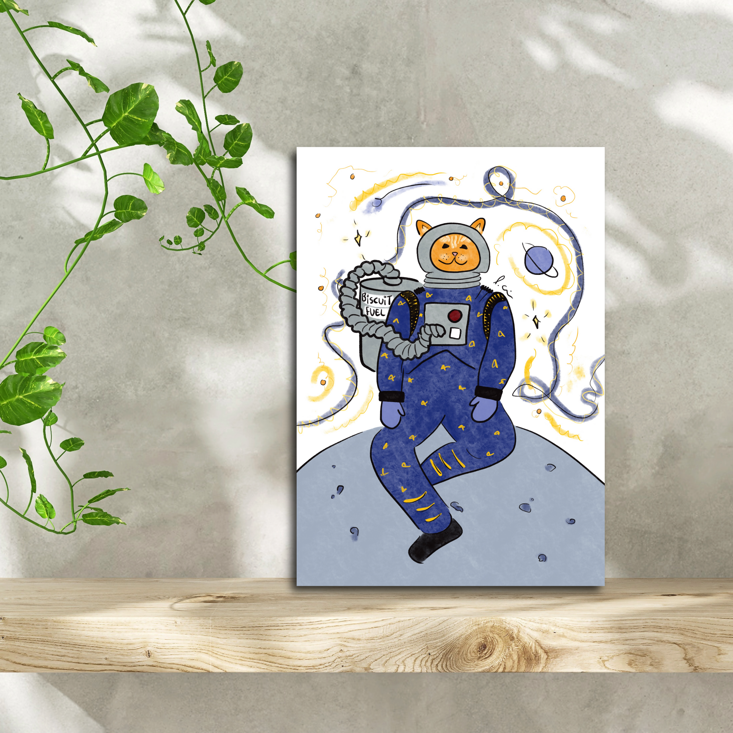 Space Cat-det Astronaut A5 Print