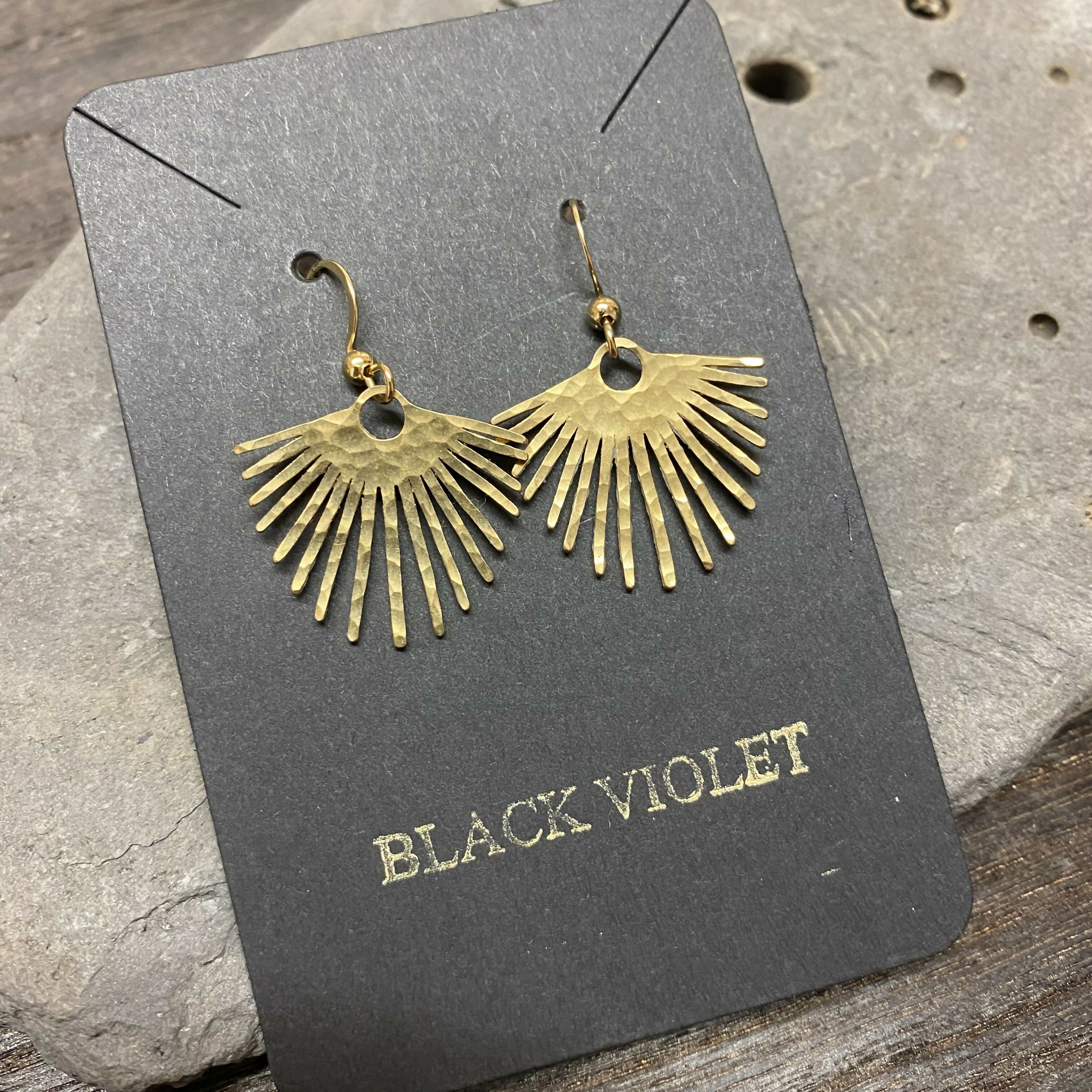 Brass Tribal Sun Hammered Earrings
