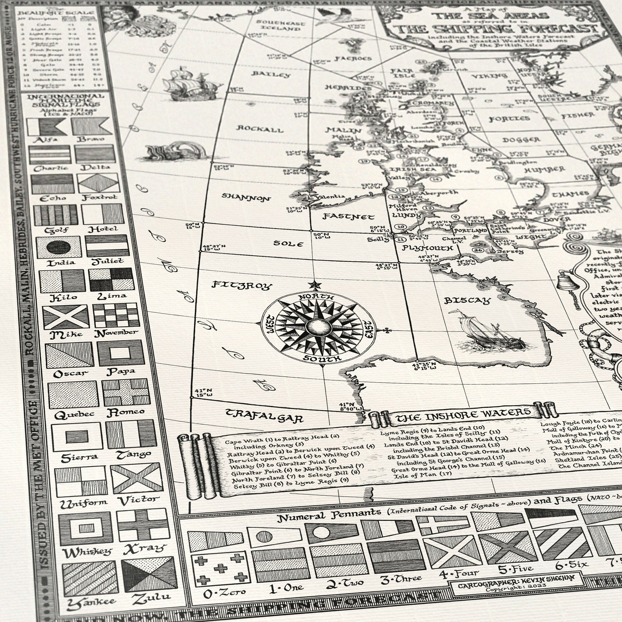 Shipping Forecast Map Hand Drawn Art Print