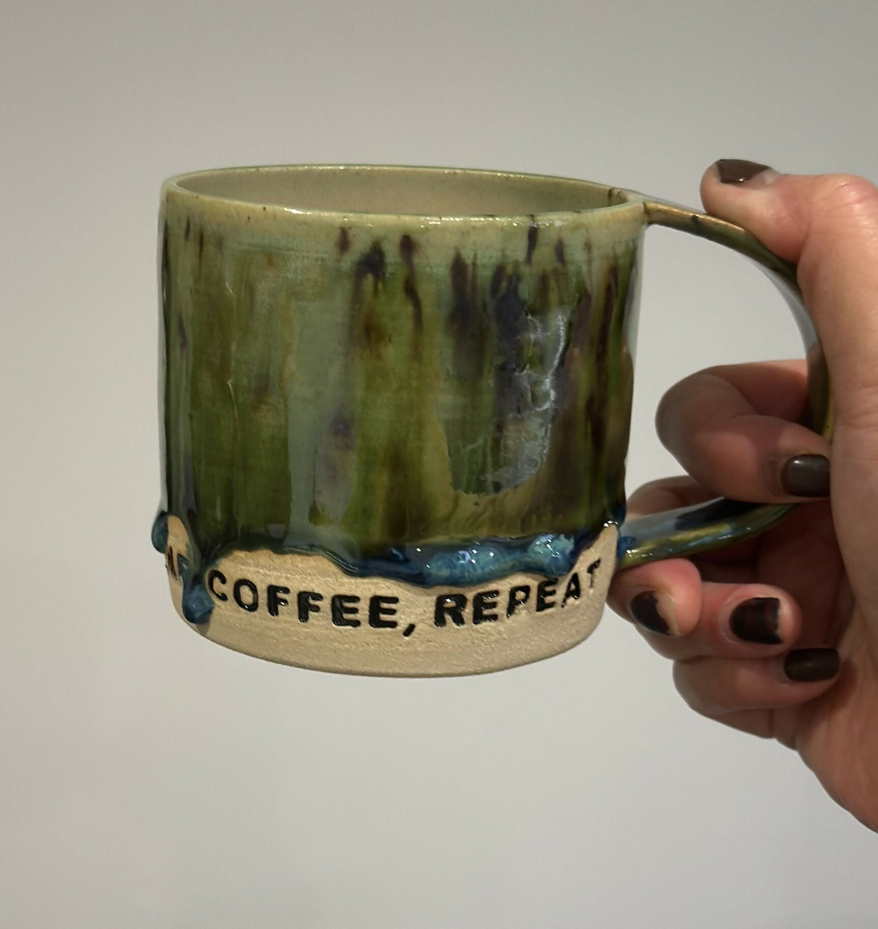 MUG GREEN DRIPPY YOU,ME,COFFEE, REPEAT