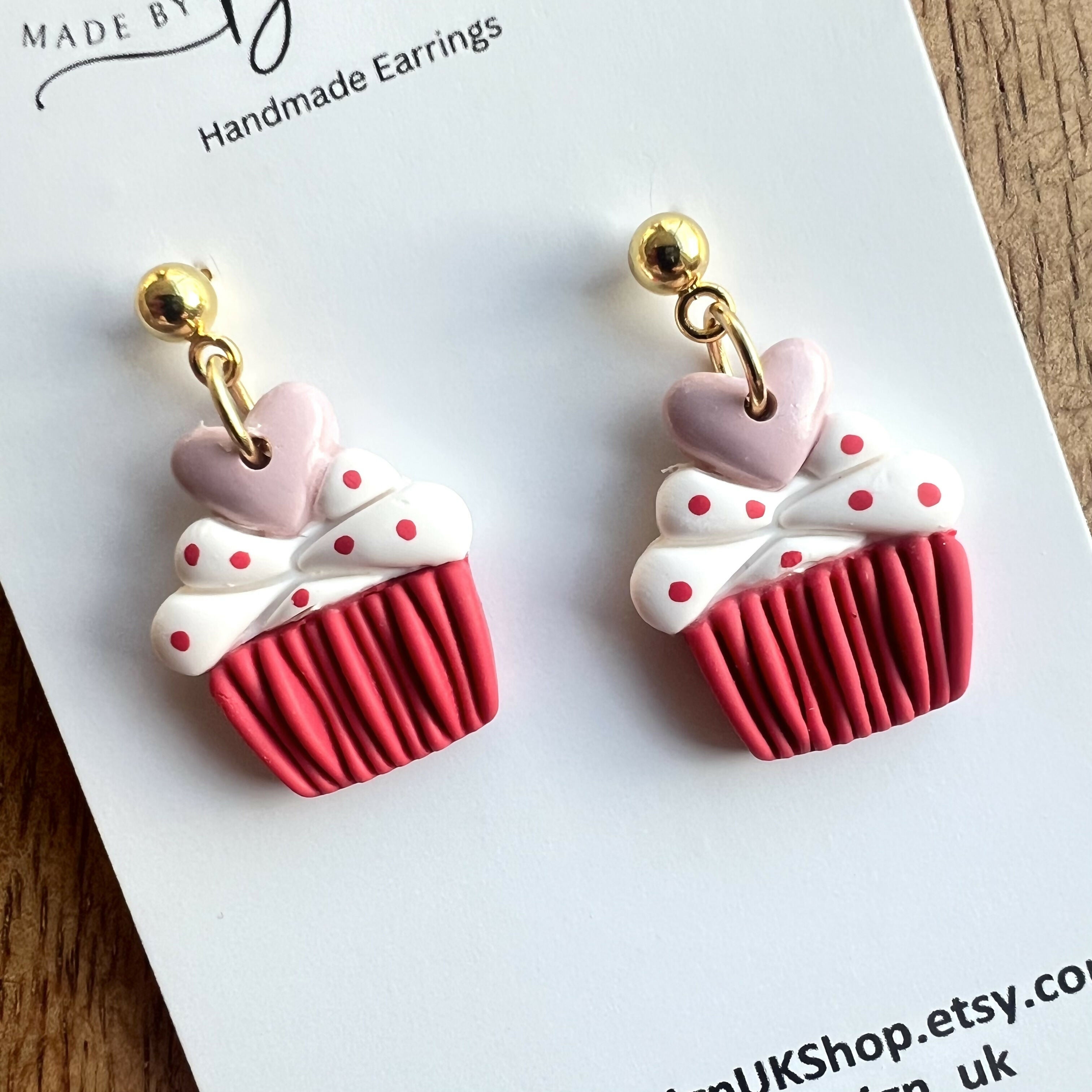 Valentines Day Dangle Earrings / Handmade Polymer Clay Jewellery