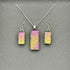 Pink & Yellow Dichroic Glass Necklace and Earrings Set - Sterling Silver, Handmade by Jade Tapson Glass
