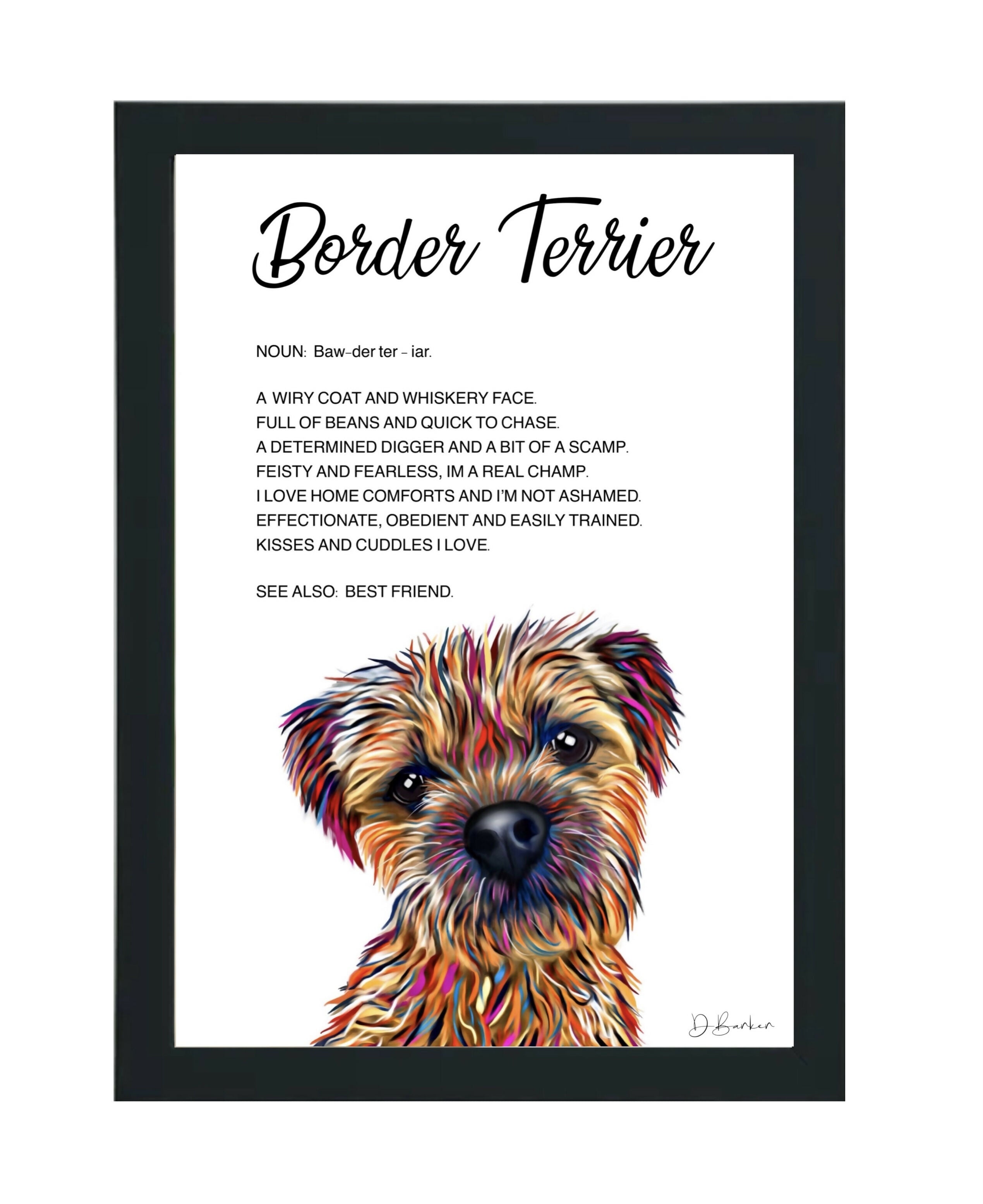 Border Terrier - Definition Quote - Framed Artwork.