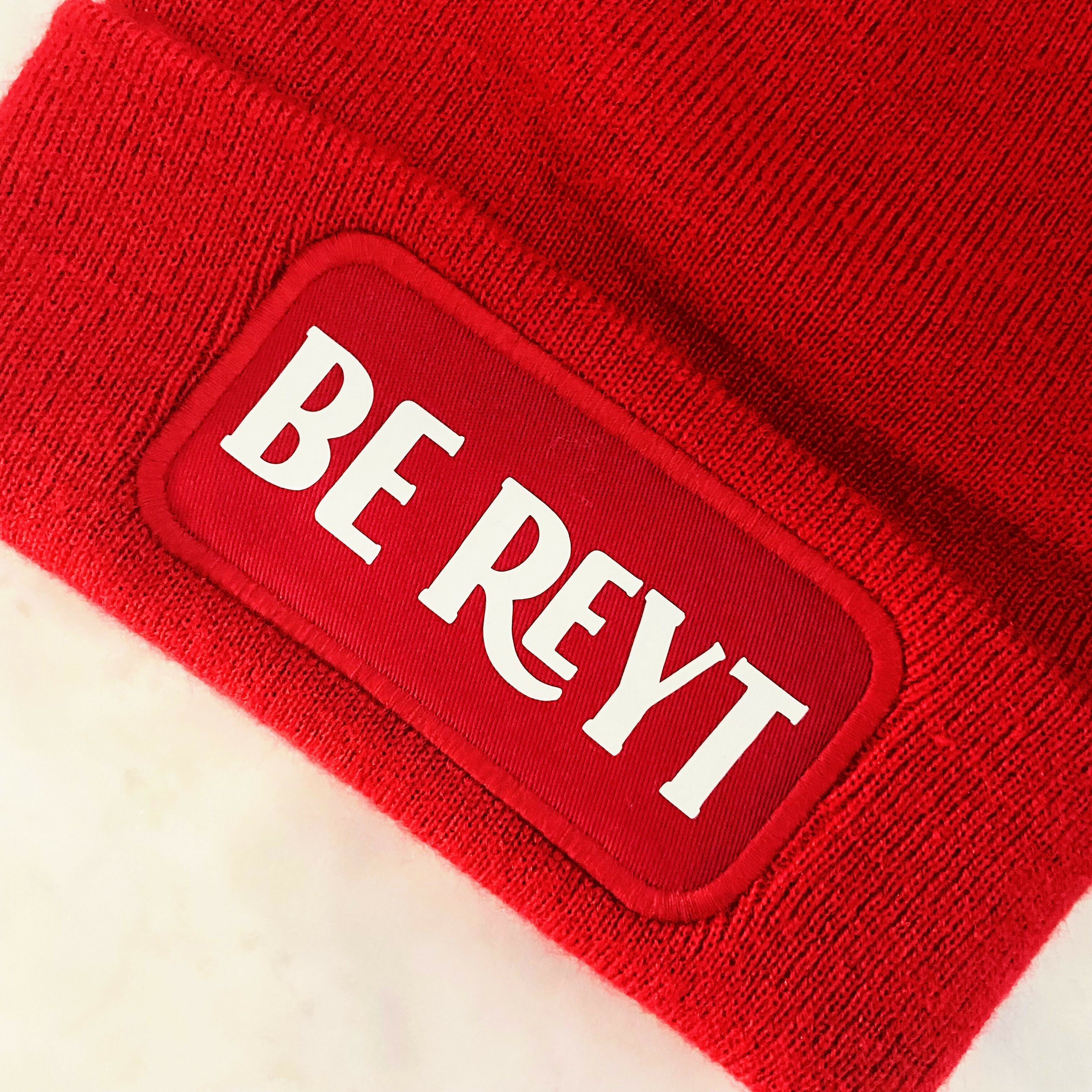 Be Reyt Cuffed Rectangular Patch Beanie Hat