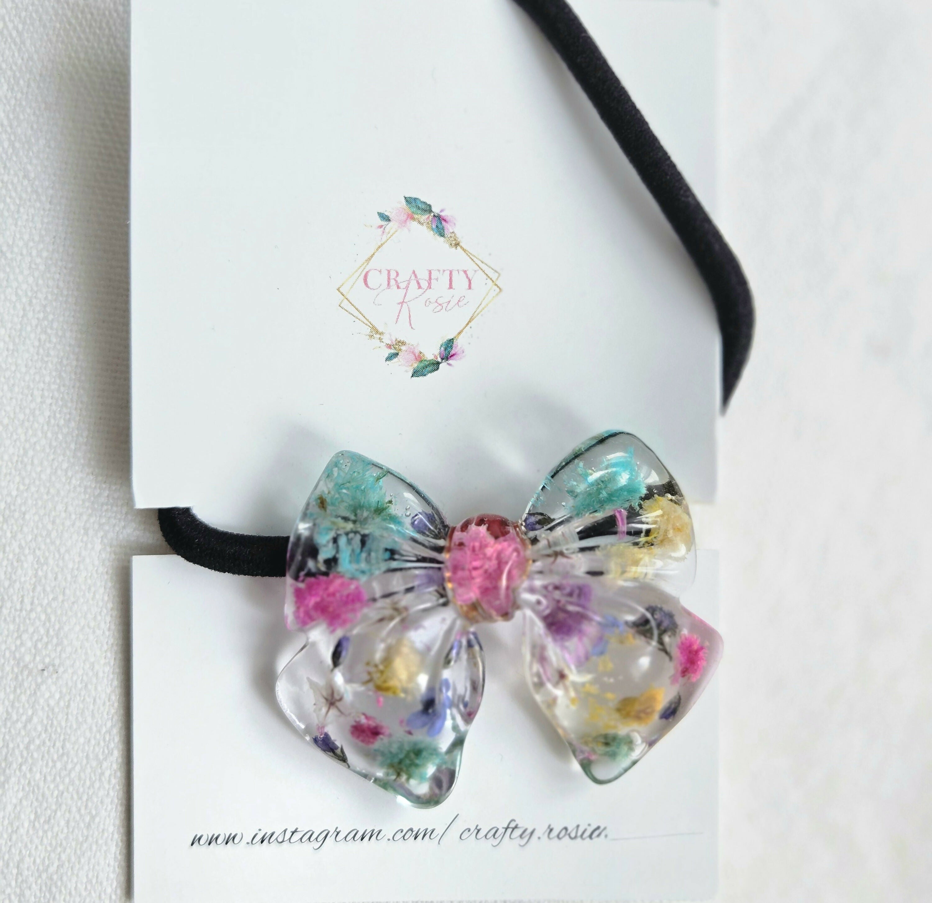 Real Dried Gypsophila Flowers & Forget Me Not Flower Bow Hairband
