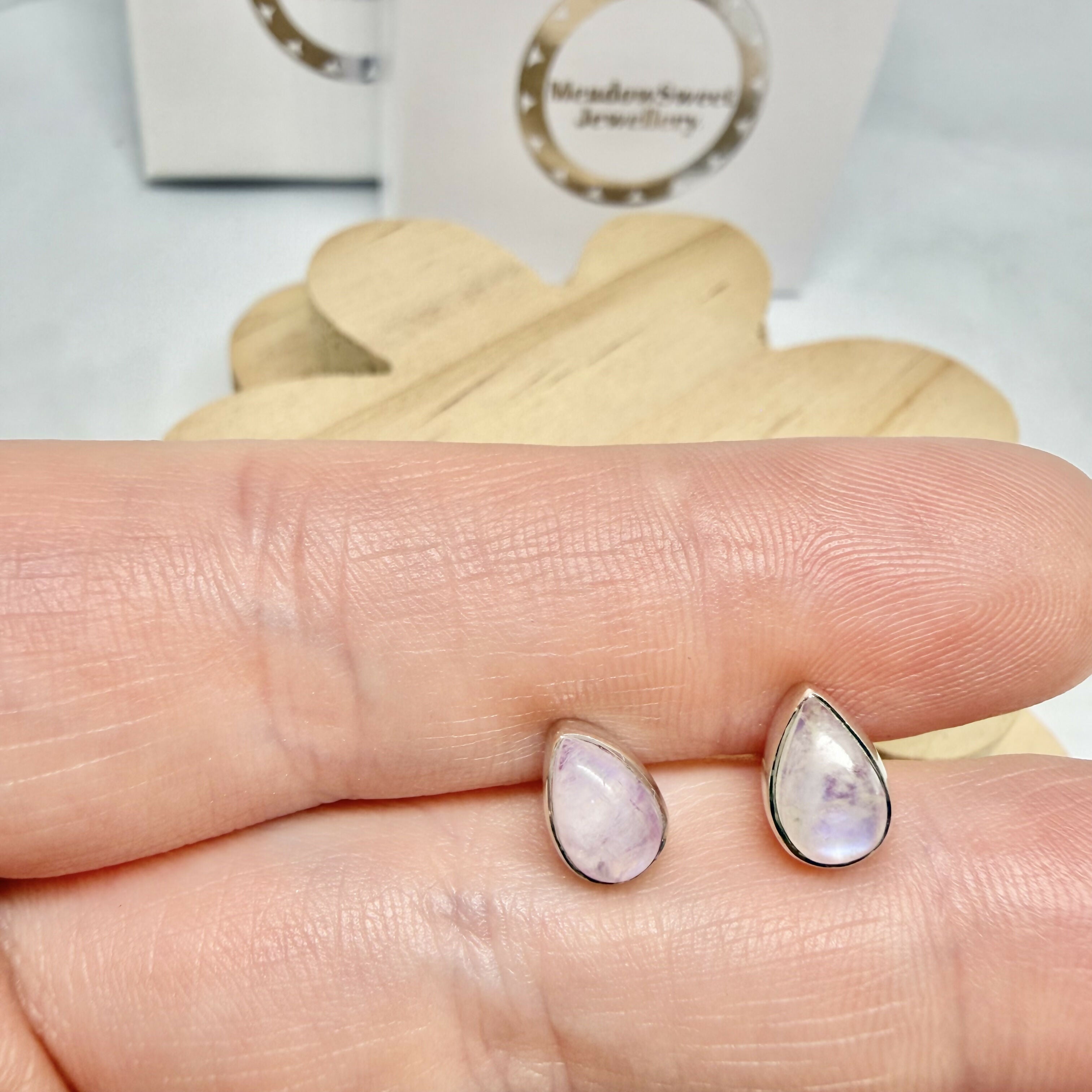 PINK MOONSTONE STUD EARRINGS