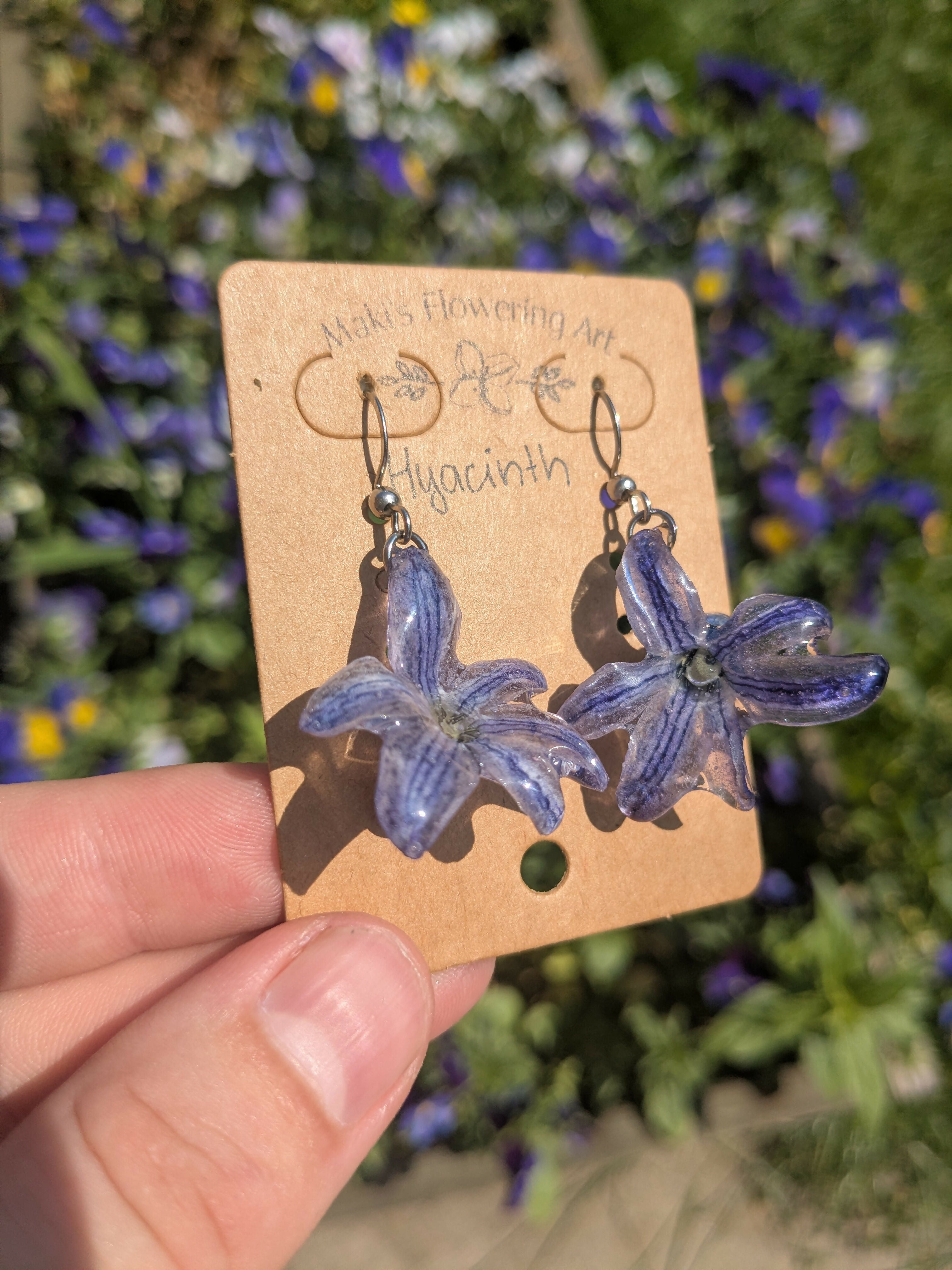 REAL BLUE HYACINTH EARRINGS