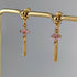 Powder Pink Zirconia Chain Earrrings on Gold Plated Ball Stud