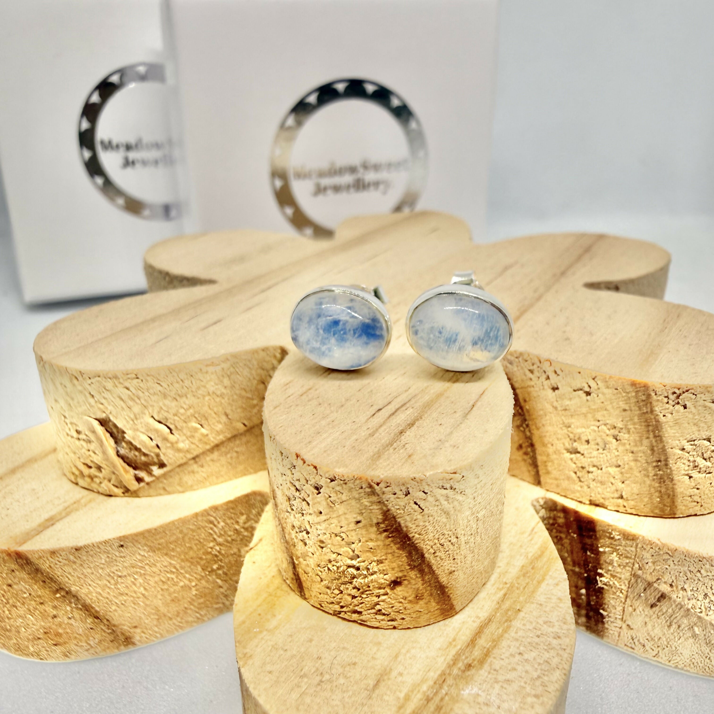 BLUE MOONSTONE STUD EARRINGS