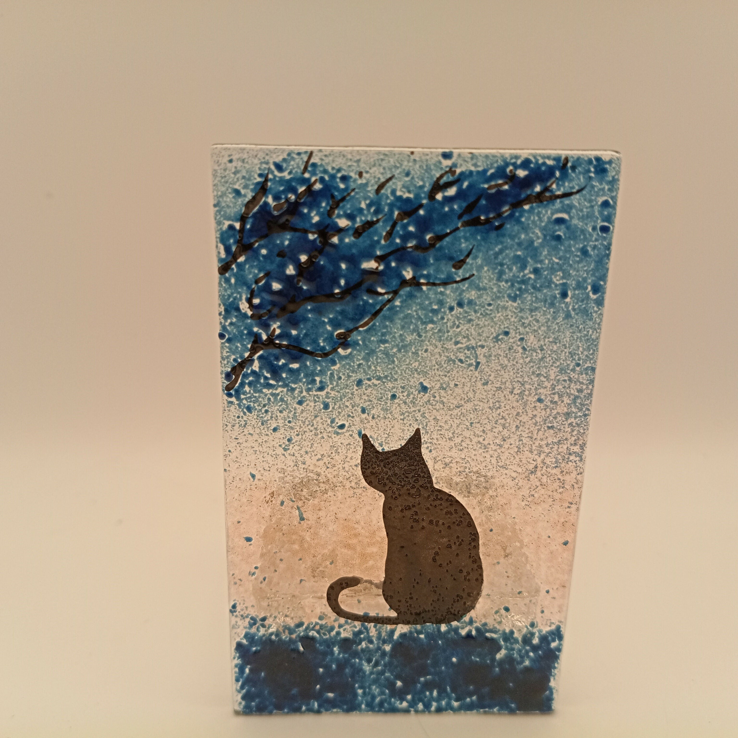 Fused Glass Silhouette Cat Tealight