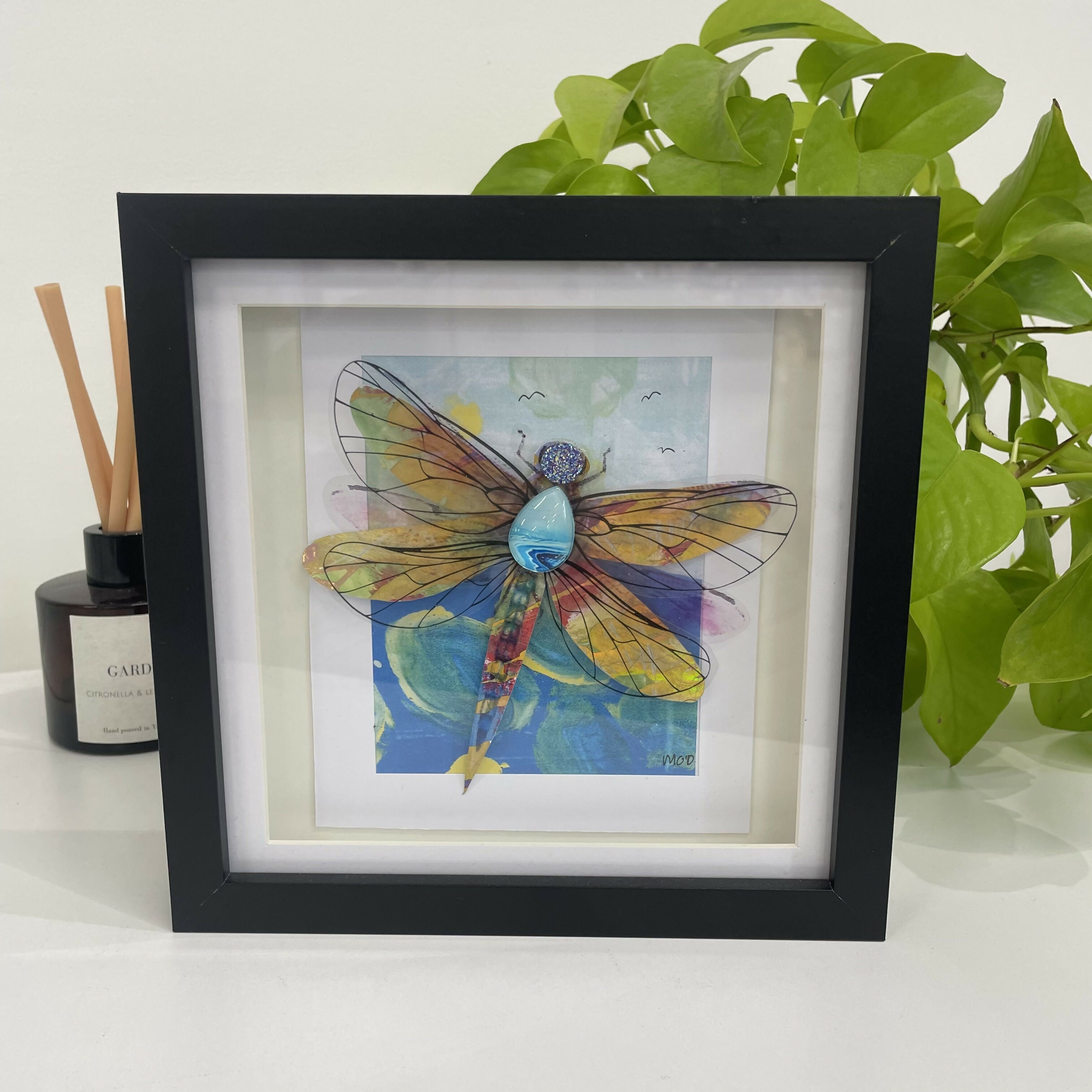 Framed Mixed Media Dragonfly