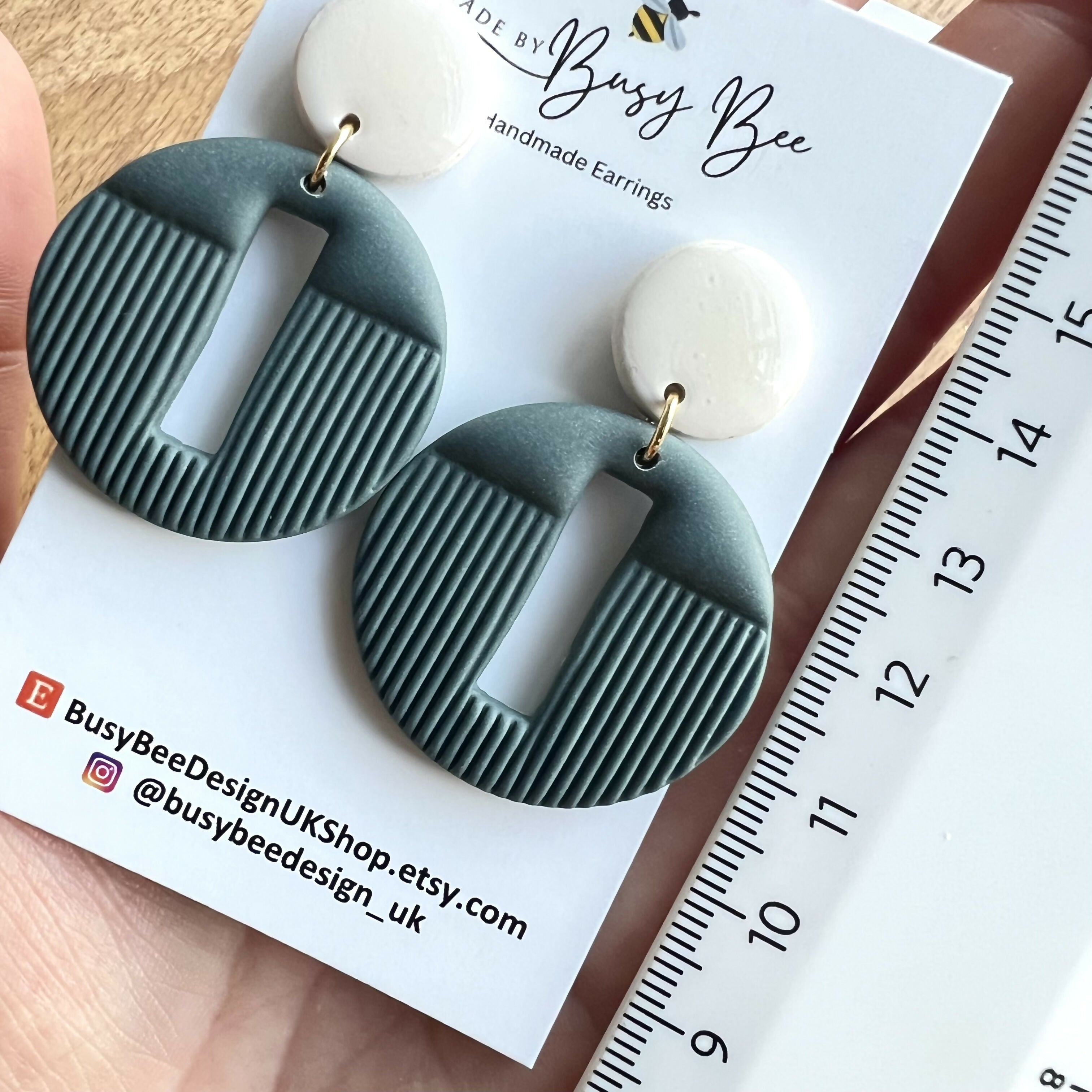 Textured Statement Dangle Earrings – Polymer Clay Circle Drop Earrings, Modern Geometric Earrings, Handmade Clay Jewellery