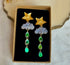 Dangly Cloud and Iridescent Raindrop Earrings