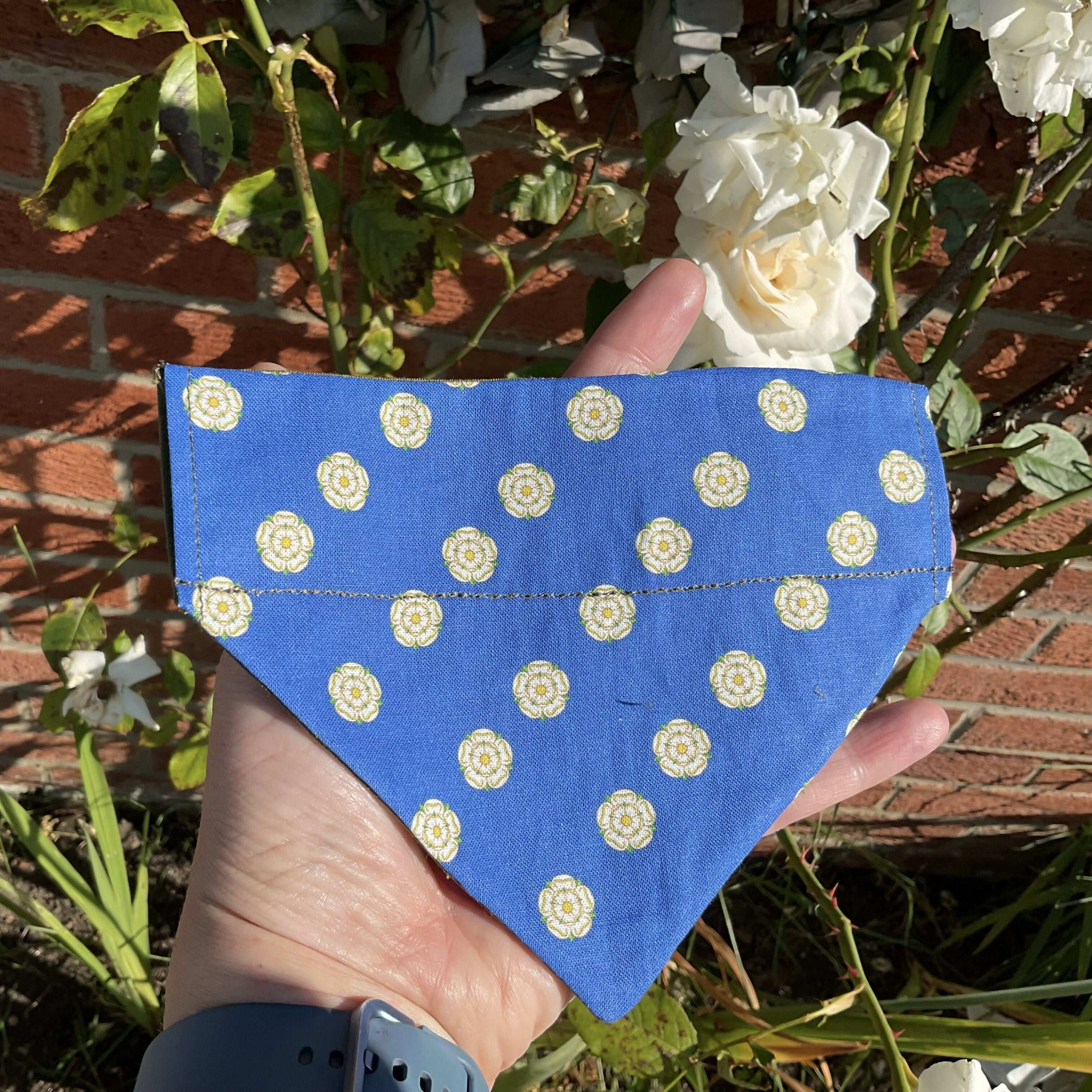 Yorkshire Rose Bloom Patterned Slip On -Snap On Dog Bandana