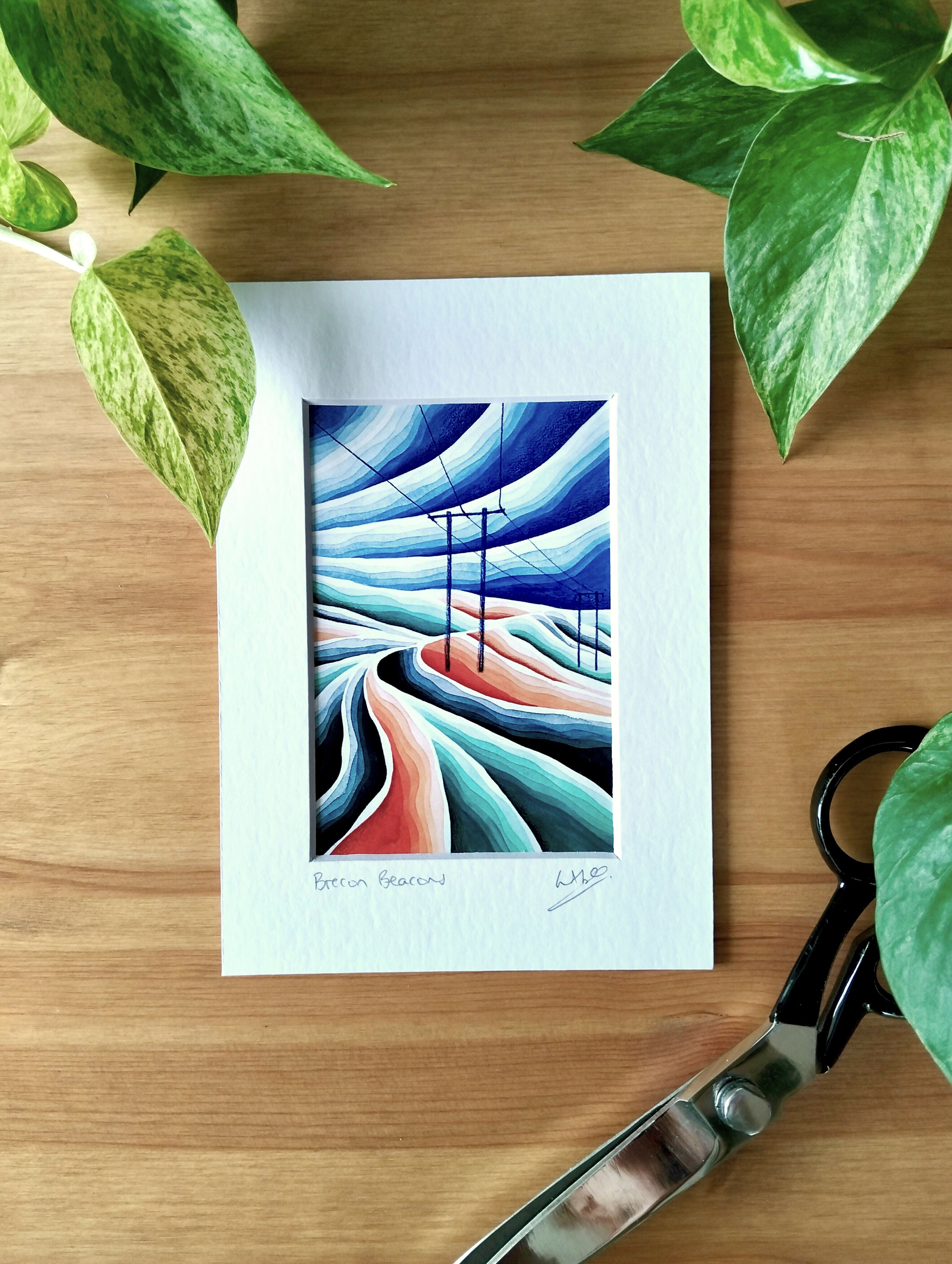 Signed Abstract Landscape Art Print | Brecon Beacons Watercolour