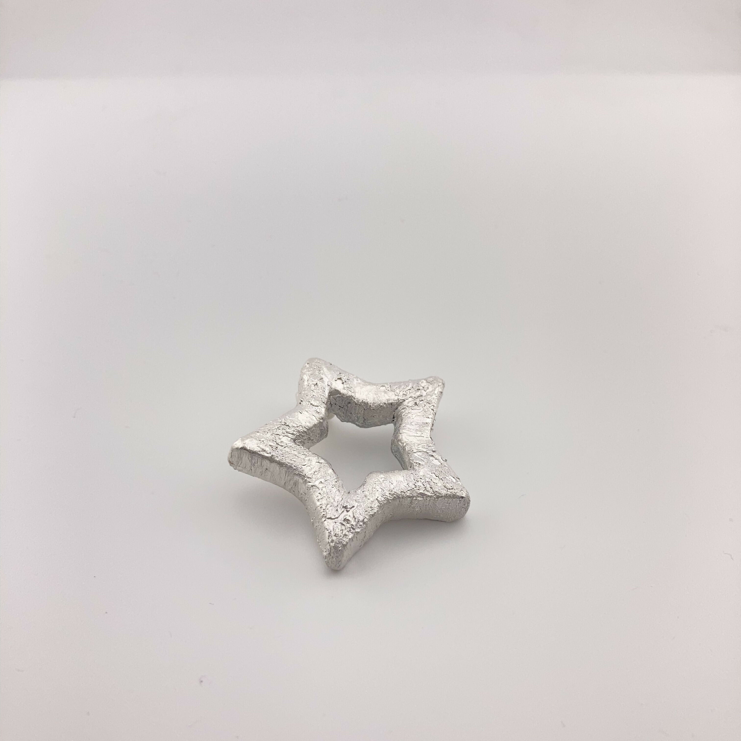 Christmas Star - Handmade Chunky Silver Star Pendant on Cotton Cord