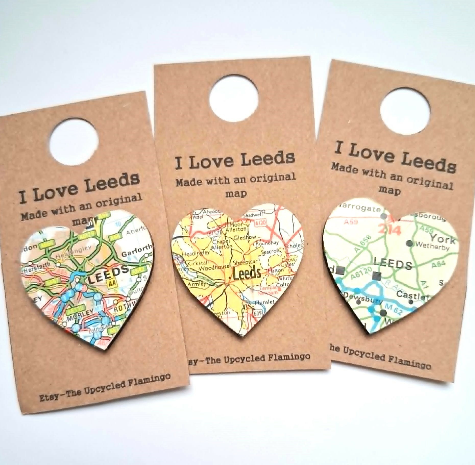 Heart Shaped Leeds Map Magnet