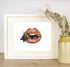'Bee Sting' Watercolour Bee and Lips Painting Print A4 Mounted With Gold Leaf