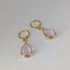 Powder Pink Faceted Crystal Teardop Gold Plated Huggie Earrings
