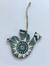 Hand-printed Wooden Bird Hanging Decoration in Teal.
