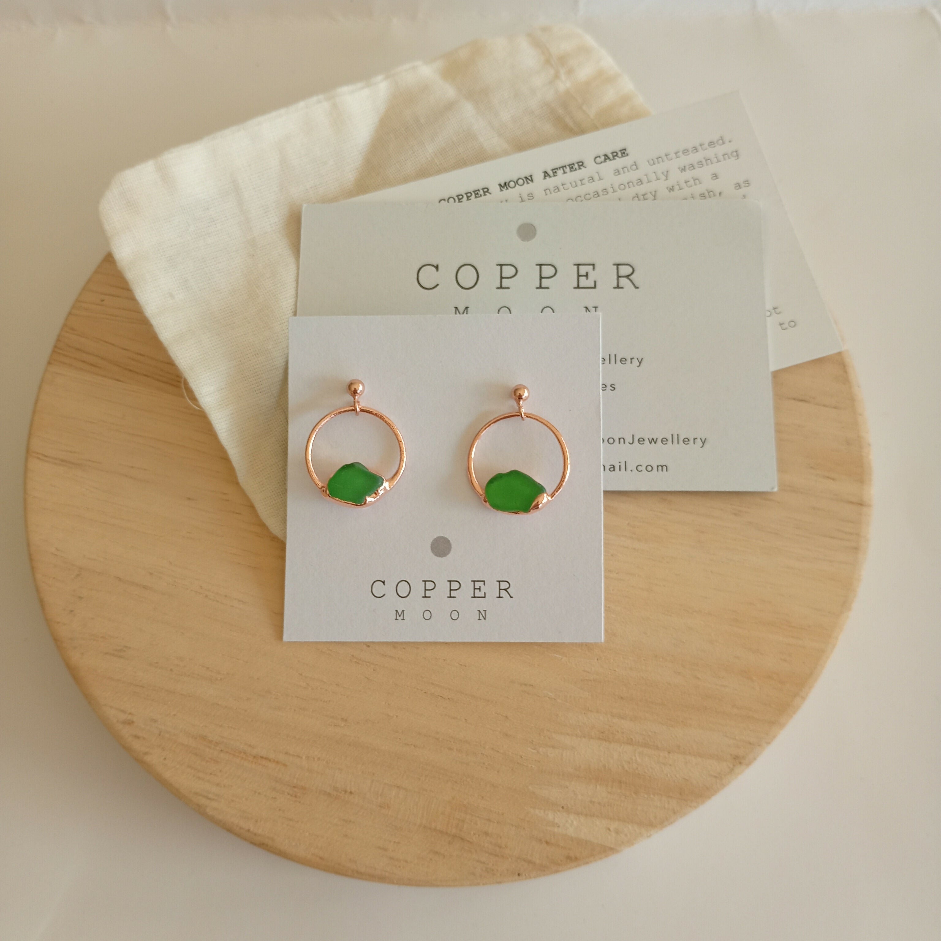 Seaglass Moon Studs