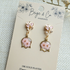 Real Flower White and Pink Rose Shaped Earrings