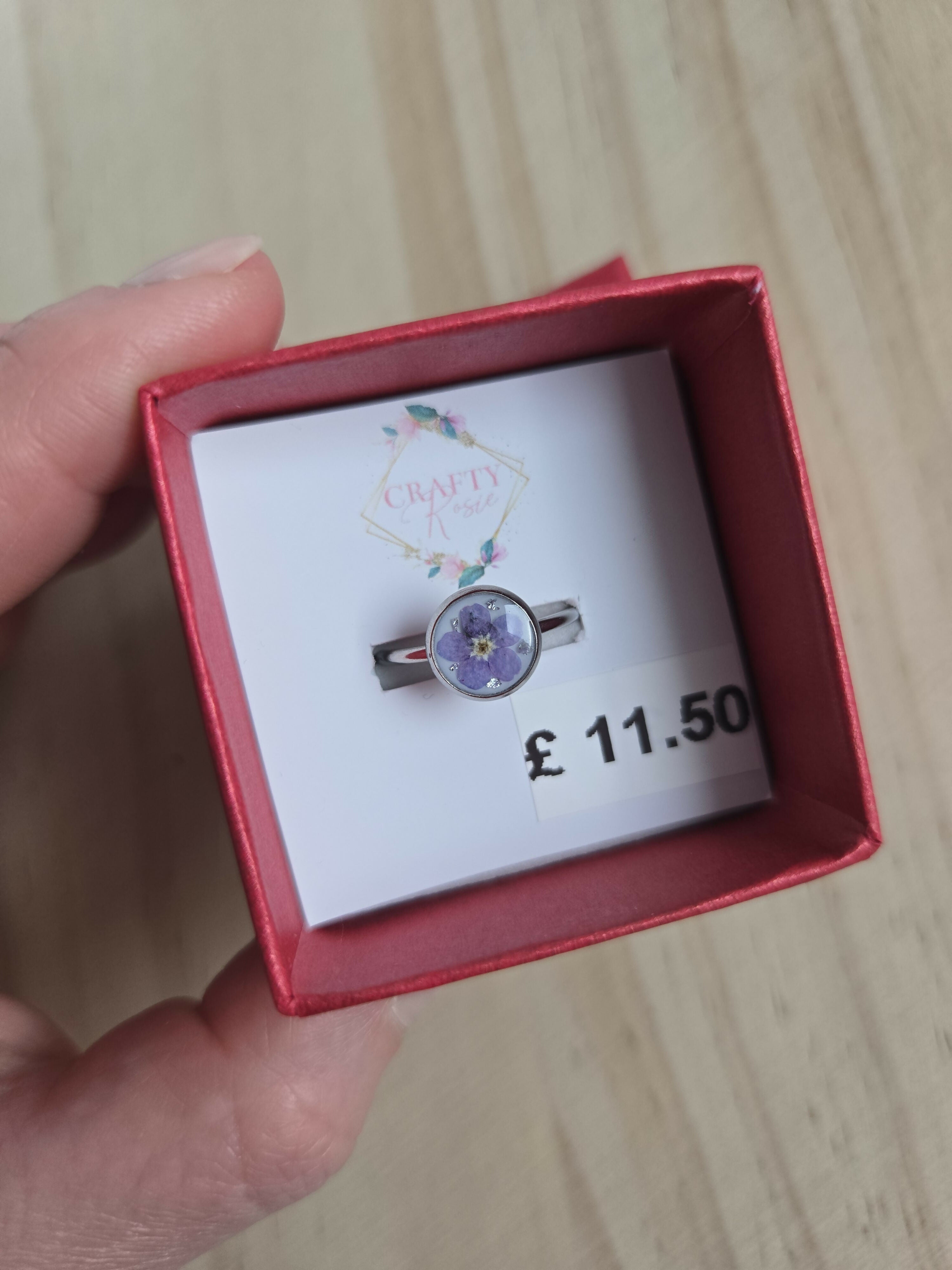 Stainless Steel Real Forget Me Not flower Ring