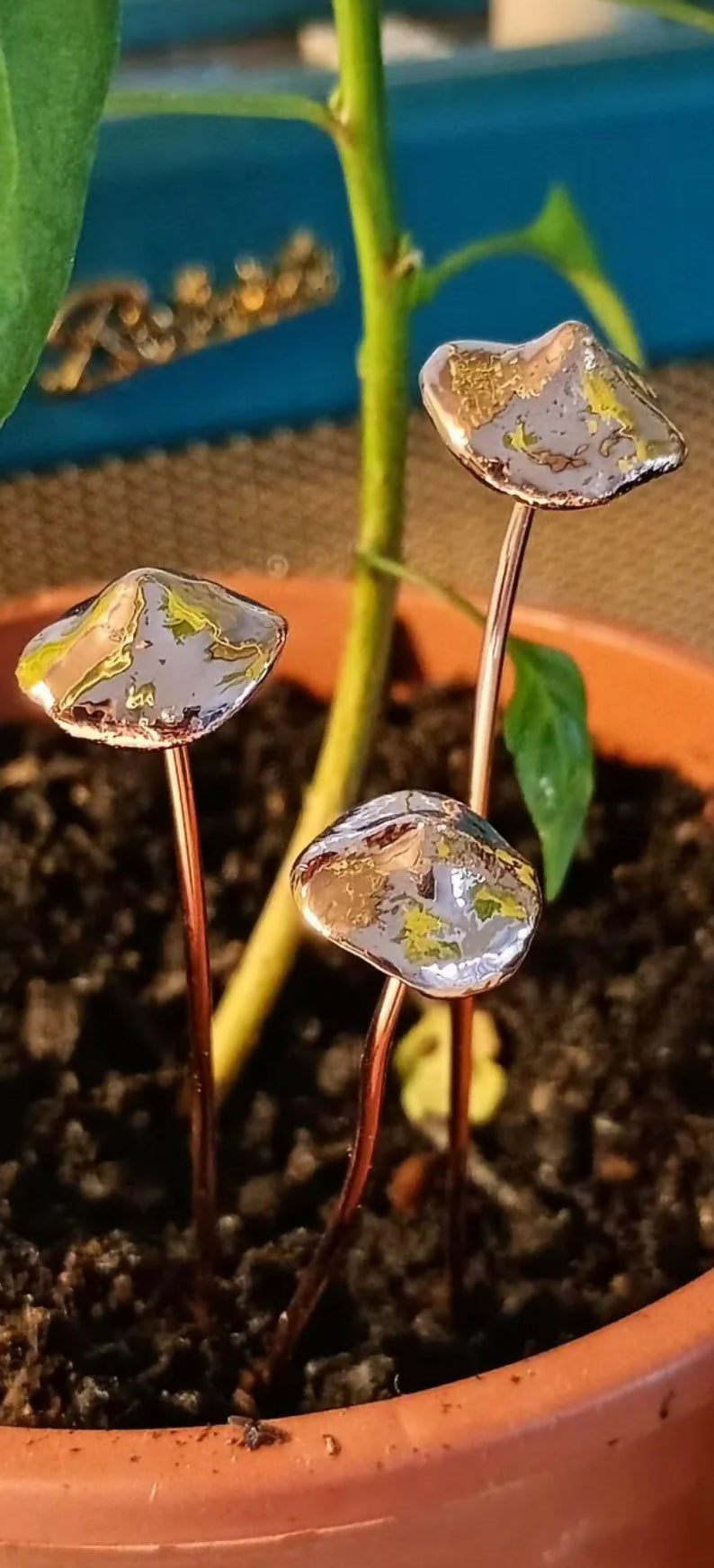 Copper Mushroom Plant Decoration