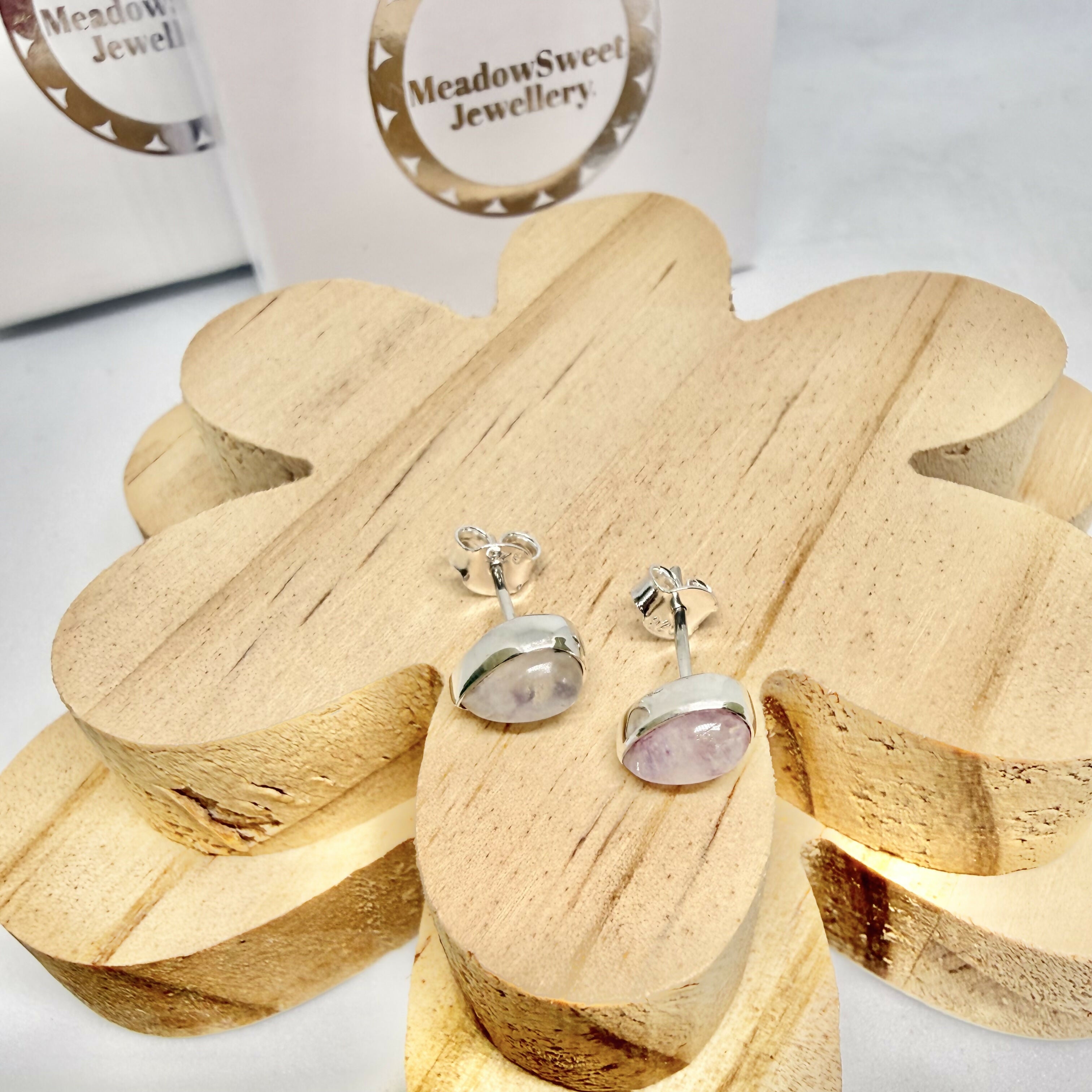 PINK MOONSTONE STUD EARRINGS