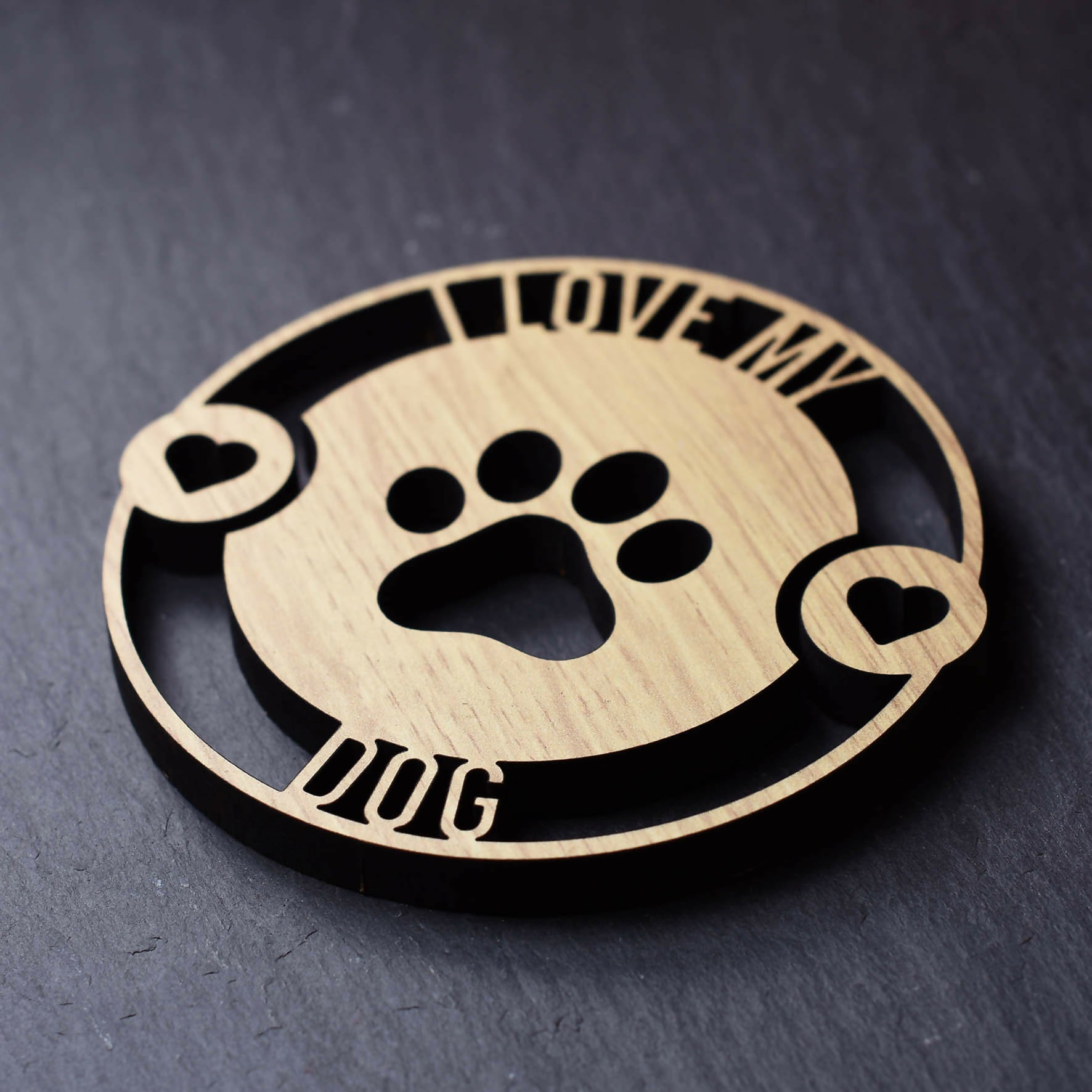 I Love My Dog Laser Cut Wooden Coaster