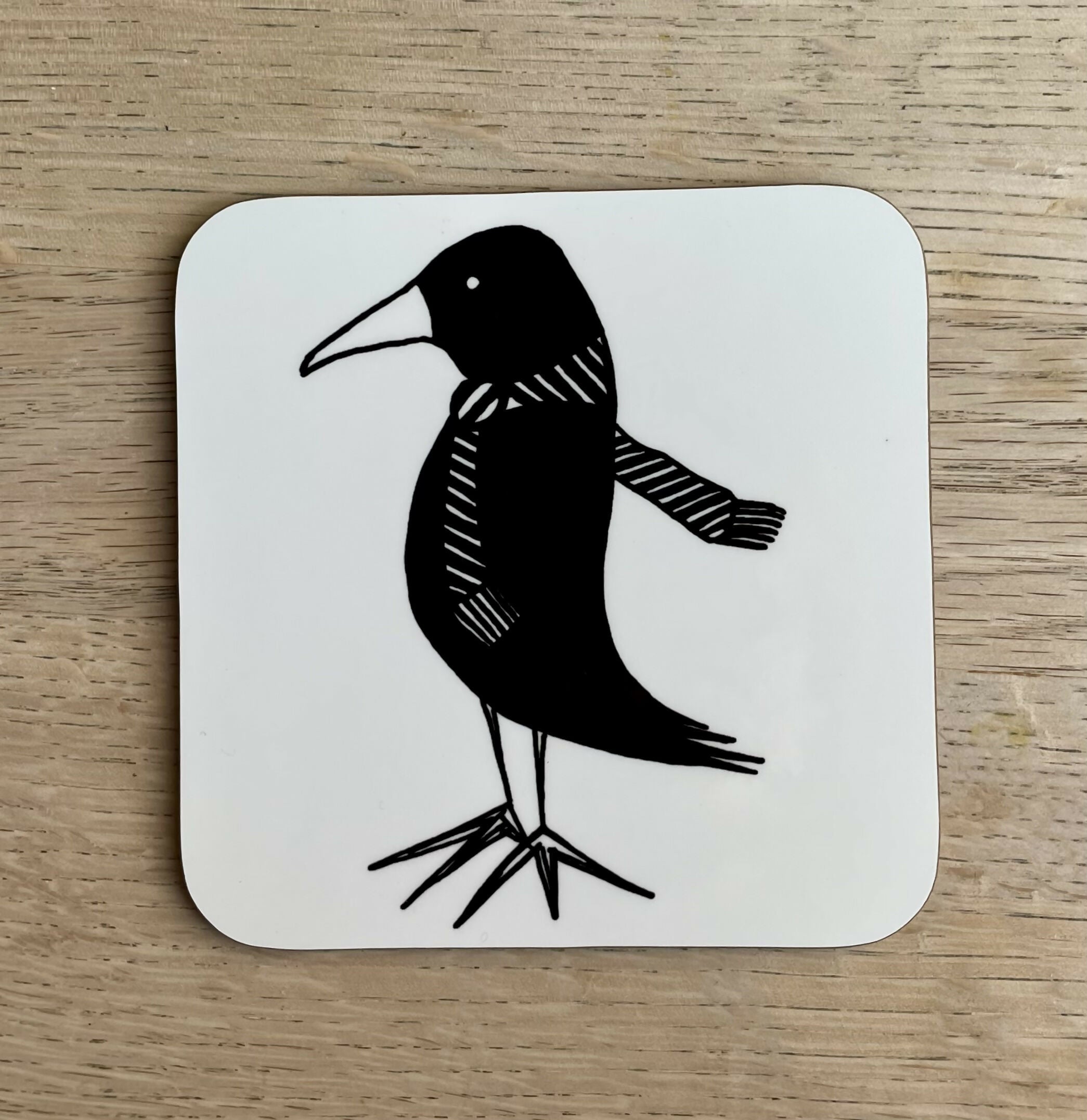 Raven Coaster – Pen And Ink Design