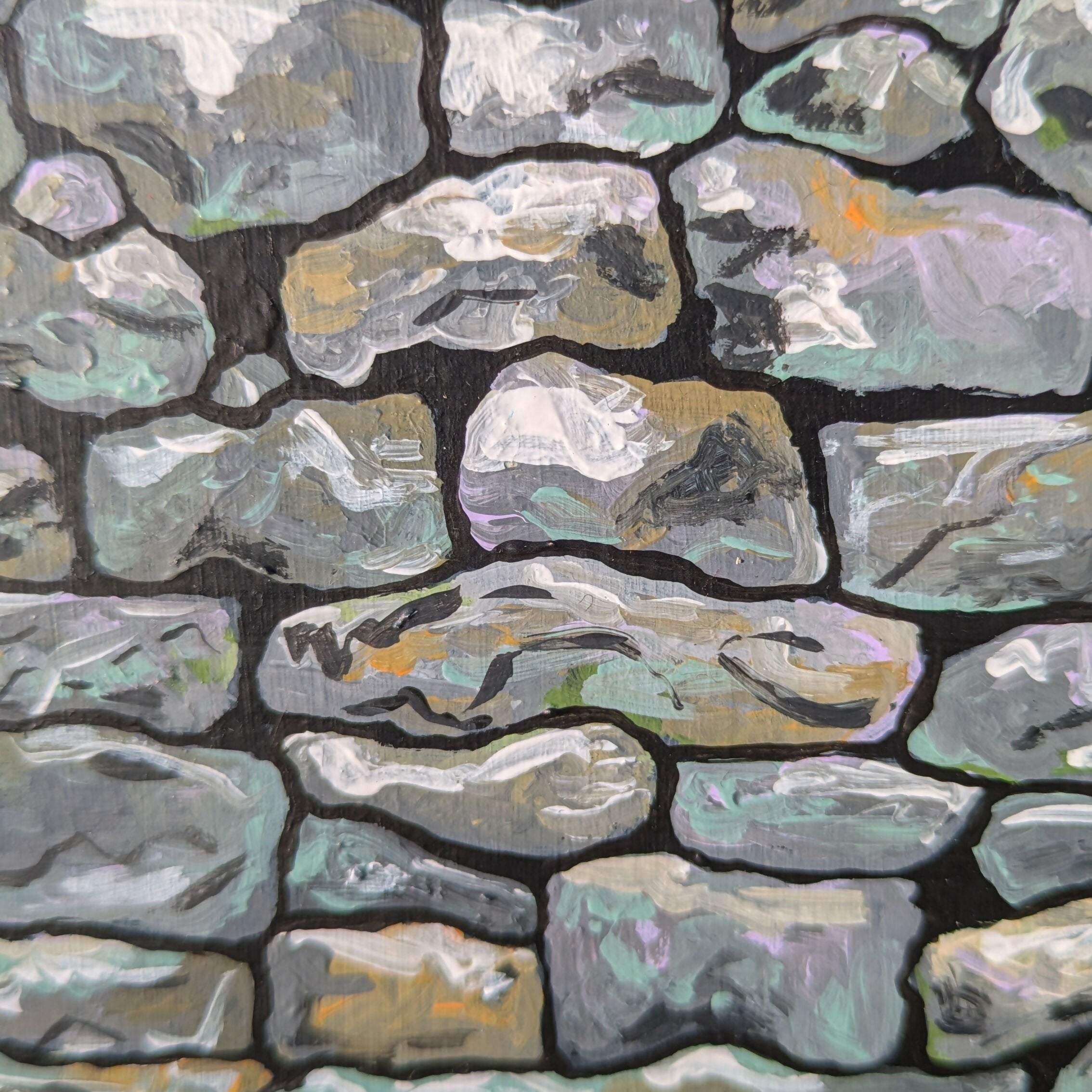 Dry Stone Wall - Acrylic Painted Mini Panel