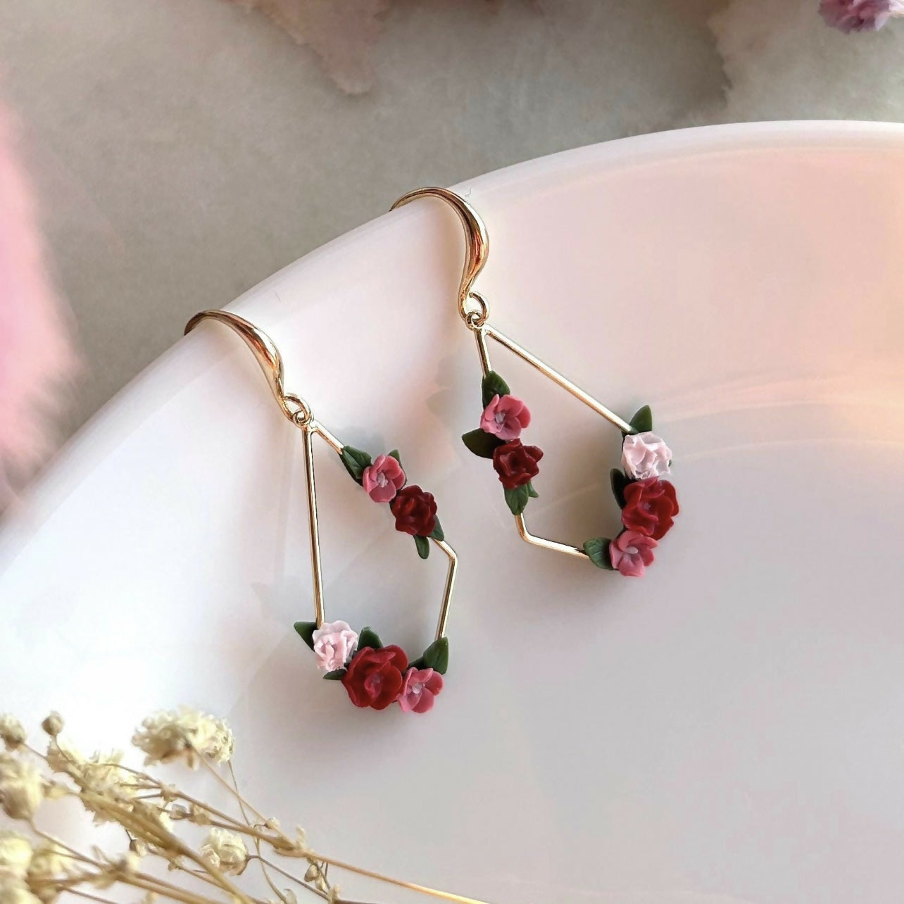 Pink Flowers Earrings