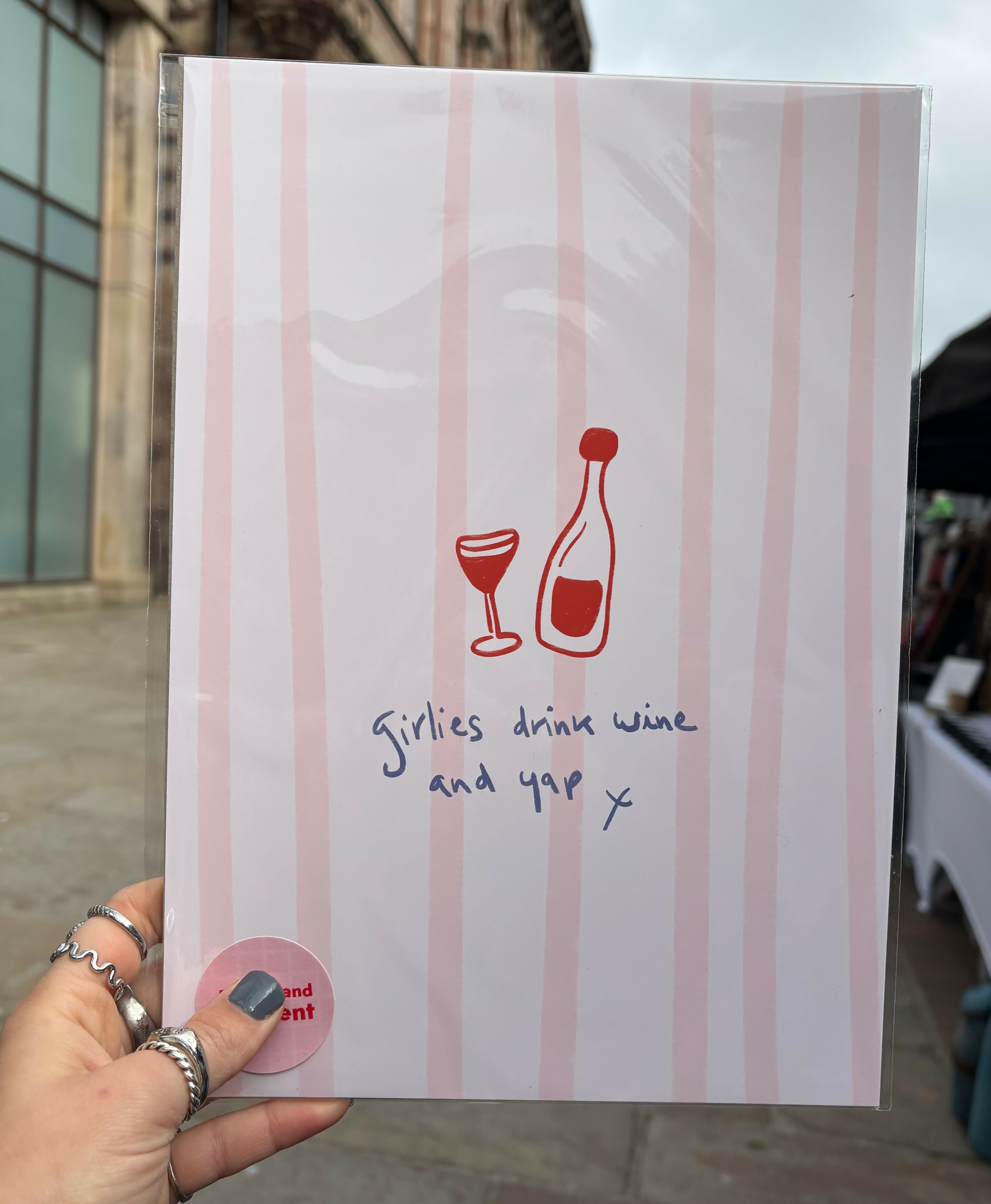 Girlies Drink Wine and Yap – Cute Hand Drawn Print