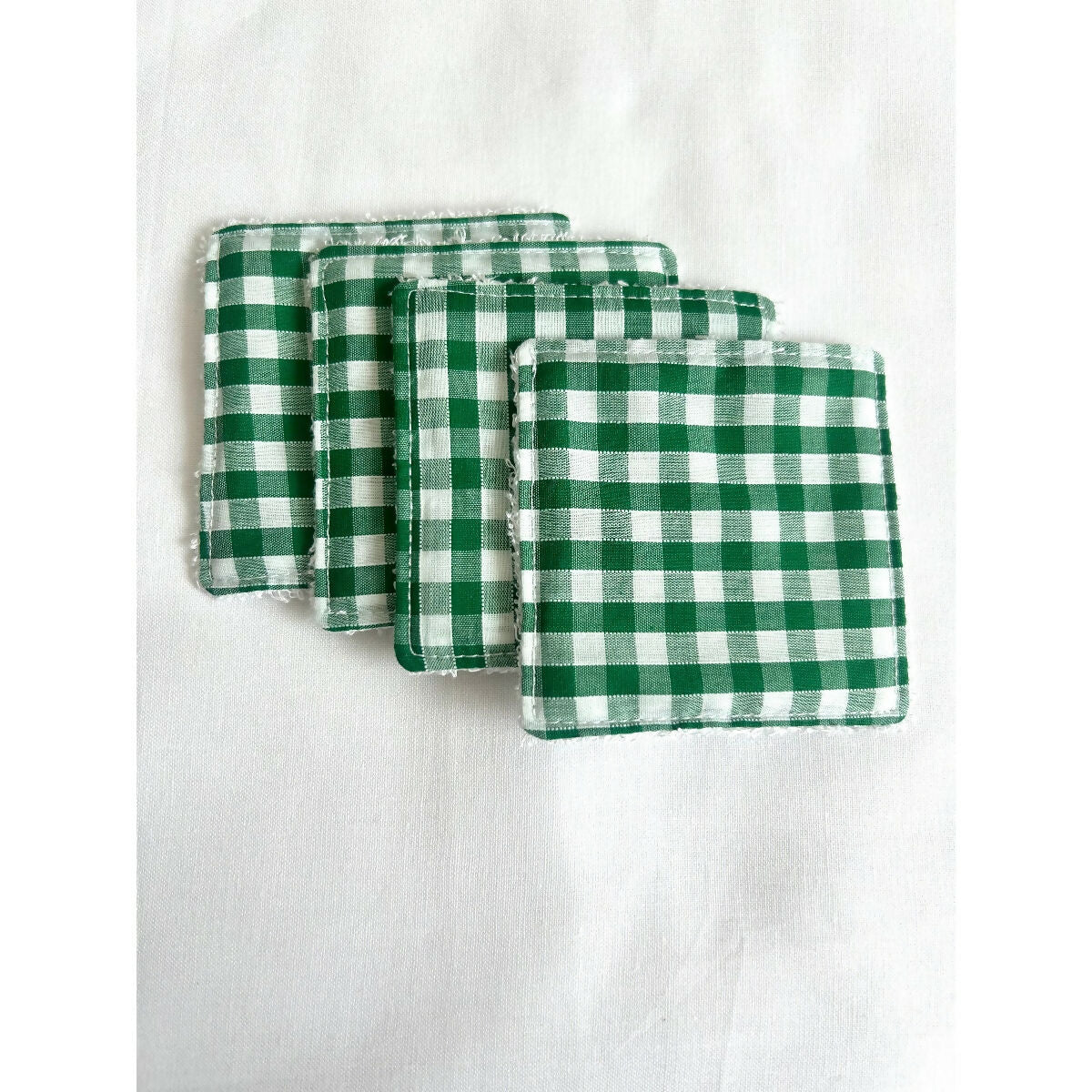 Green Gingham Reusable Makeup Wipes