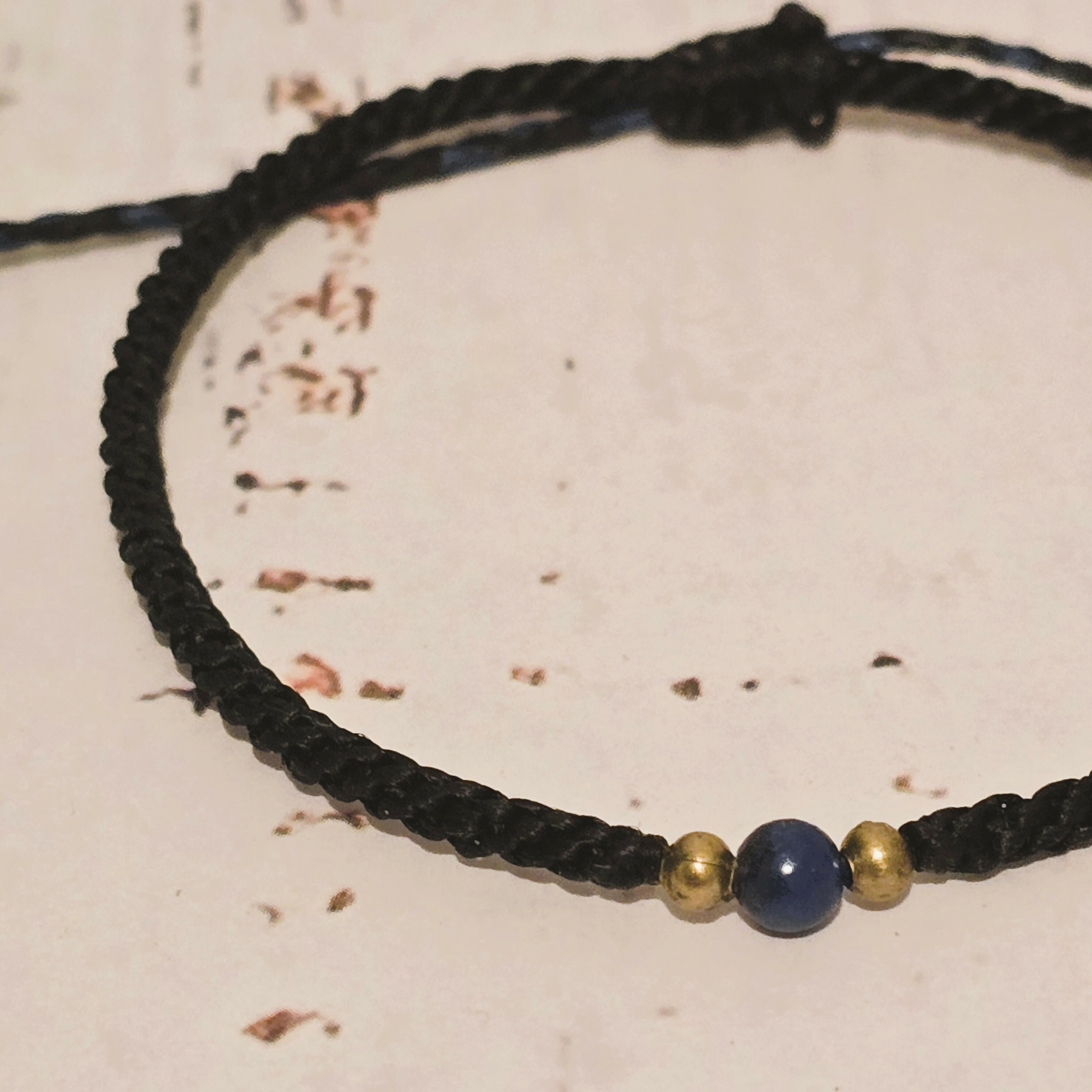 Lapis Lazui Birthstone Bracelet; Single Crystal Macrame Adjustible September Gift Bracelet