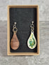 Handcrafted Teardrop Shaped White, Green, Teal And Yellow Earrings