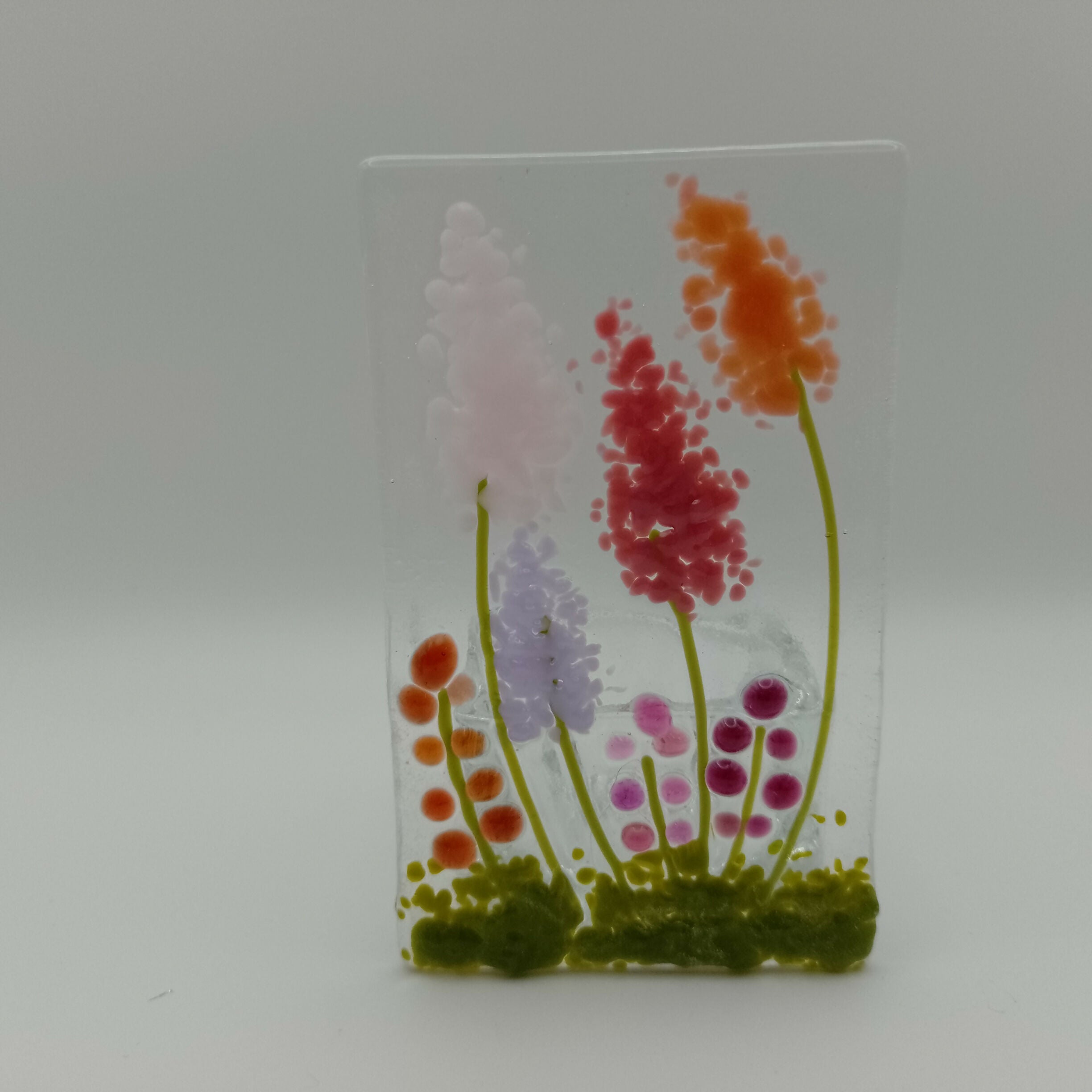 Fused Glass Pink and Purple Flower Tealight