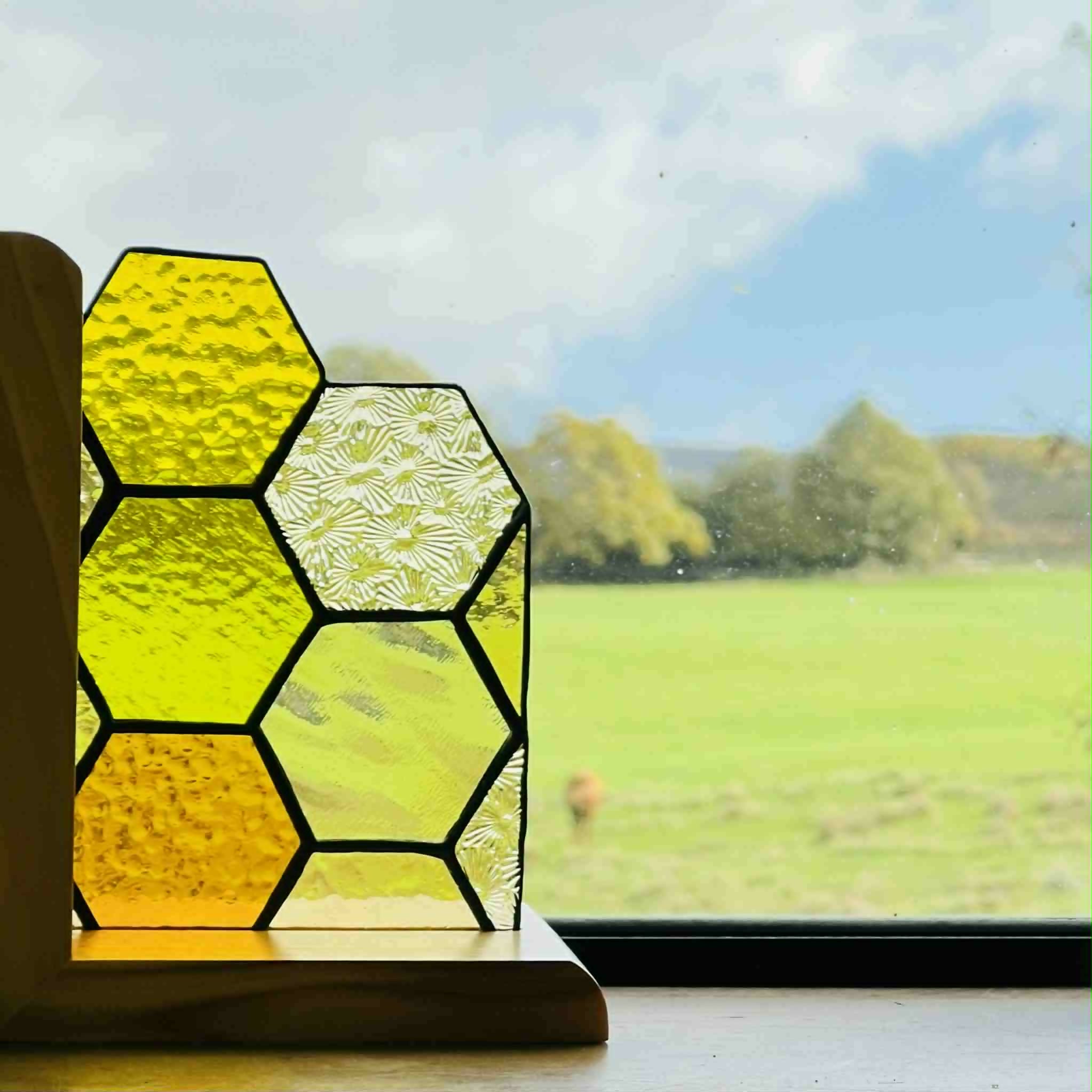 Stained Glass Honeycomb Bookend Ornament